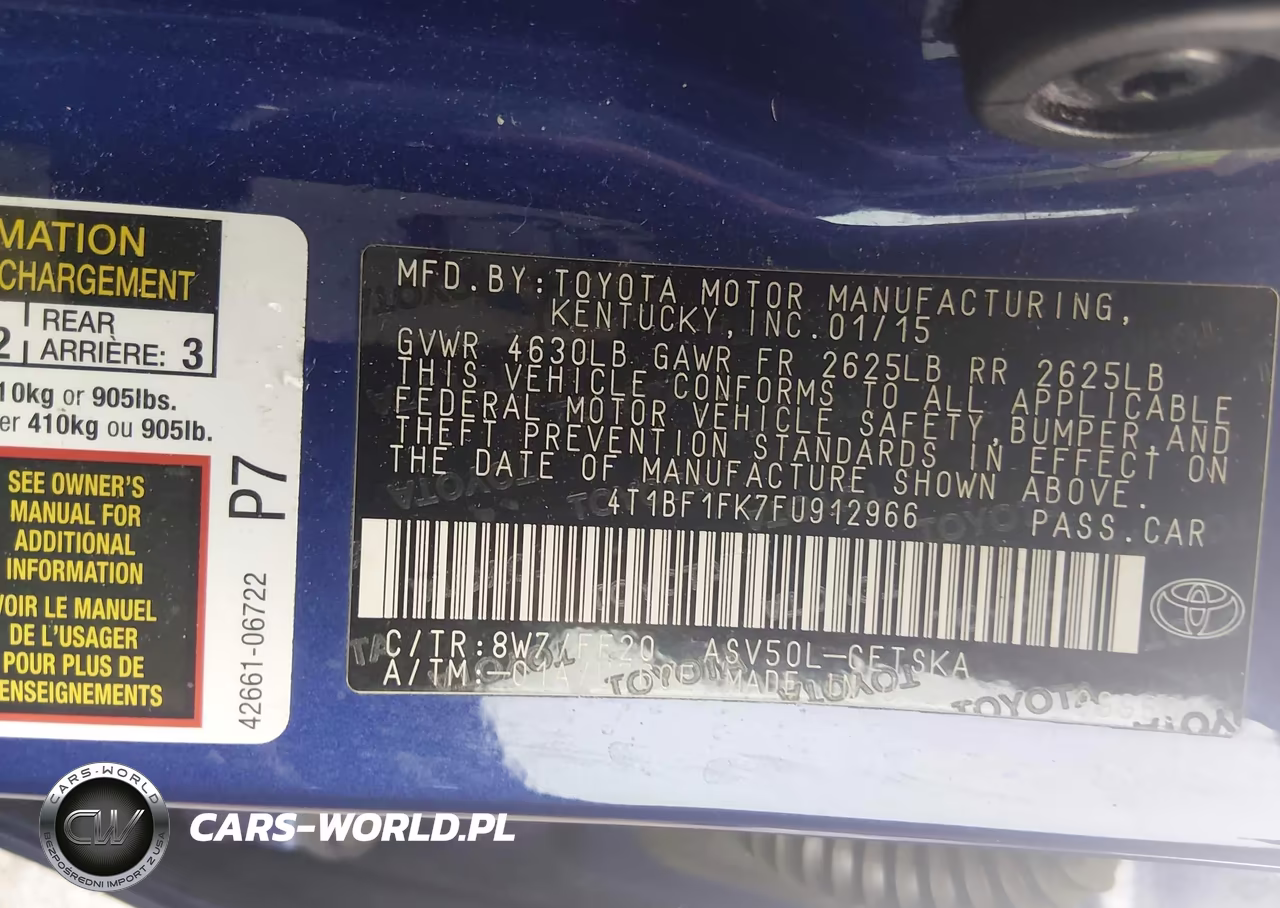 2015 Toyota Camry Se VIN:4T1BF1FK7FU912966 - 9