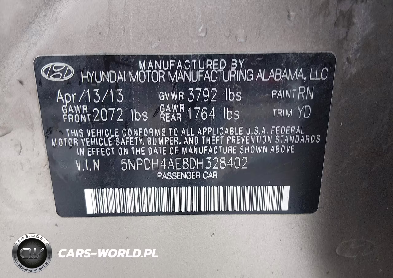 2013 Hyundai Elantra Gls VIN:5NPDH4AE8DH328402 - 9
