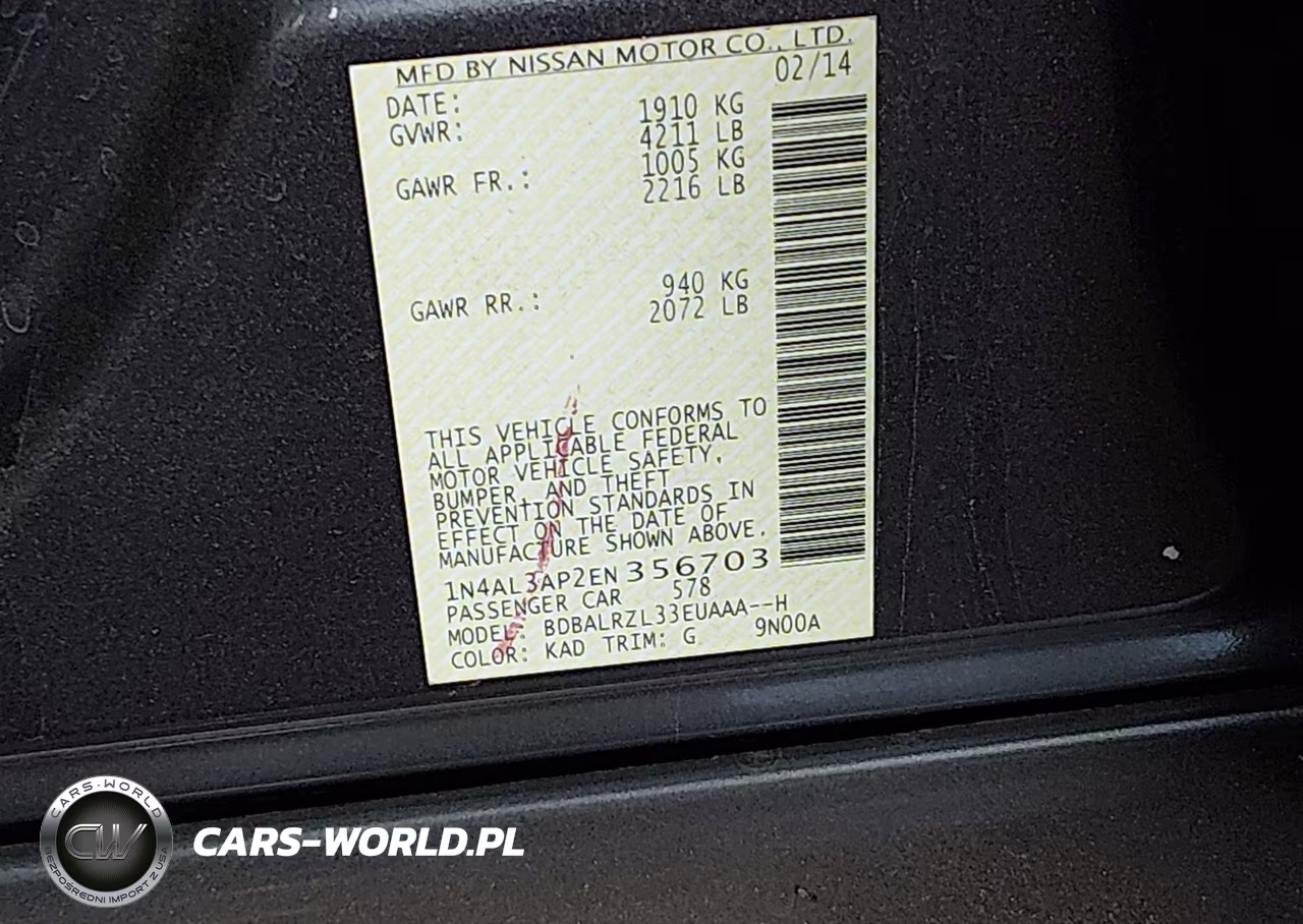 2014 Nissan Altima 2.5 S VIN:1N4AL3AP2EN356703 - 9