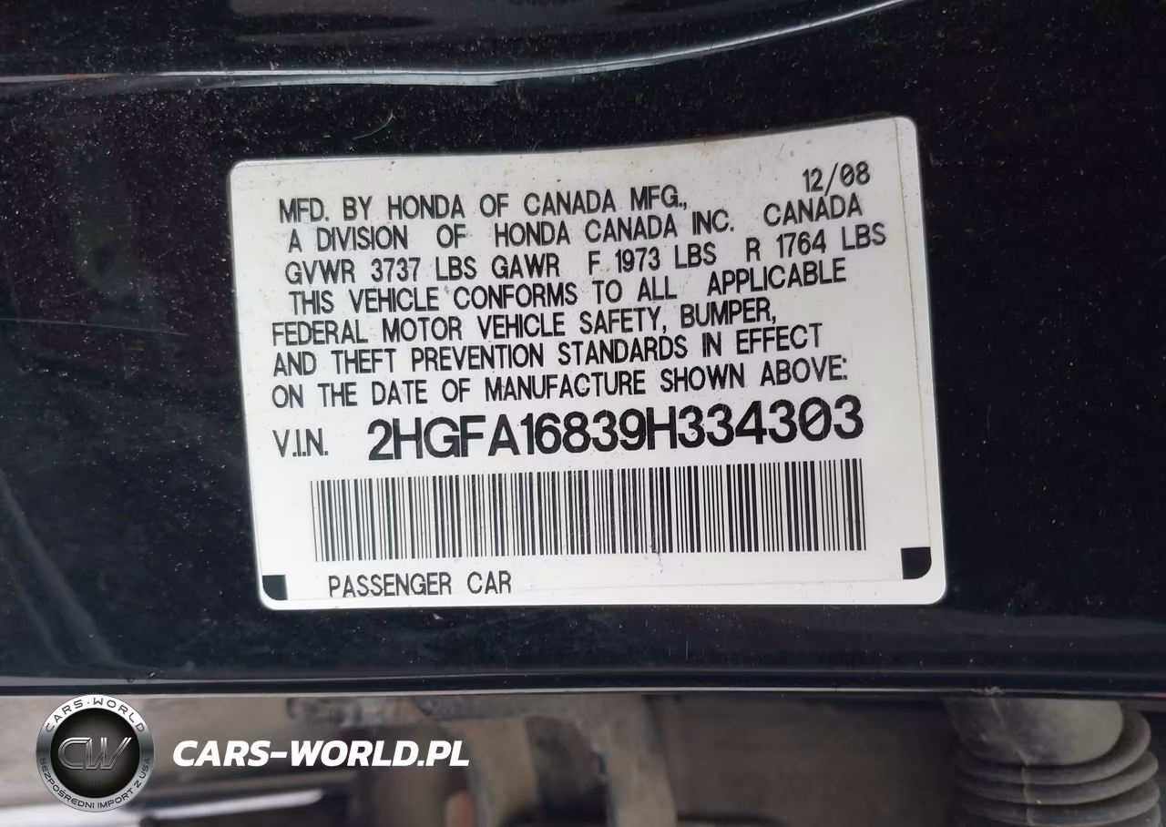 2009 Honda Civic Ex VIN:2HGFA16839H334303 - 9