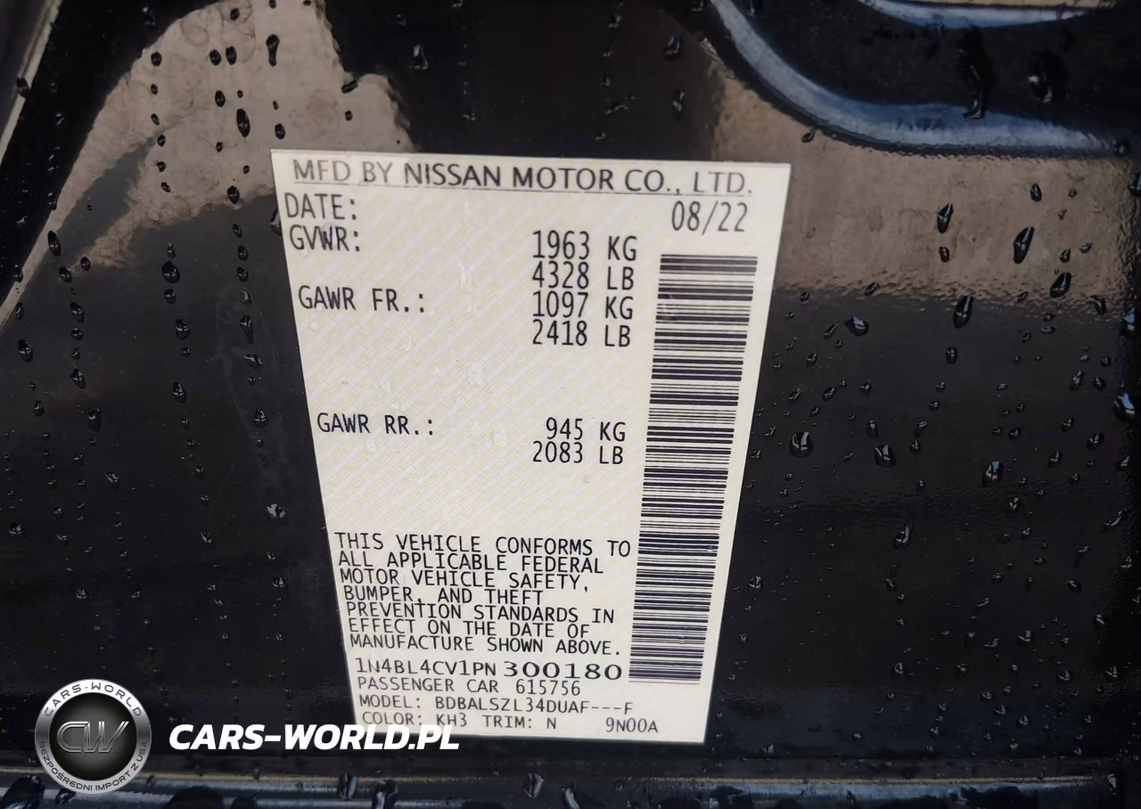 2023 Nissan Altima Sr Fwd VIN:1N4BL4CV1PN300180 - 9