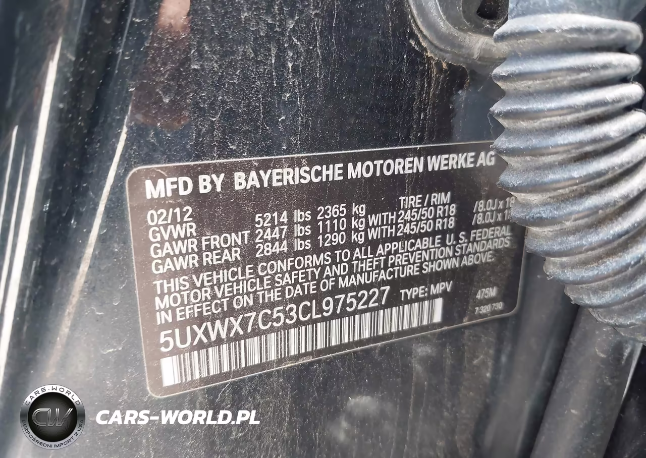 2012 BMW X3 xDrive35I VIN:5UXWX7C53CL975227 - 9