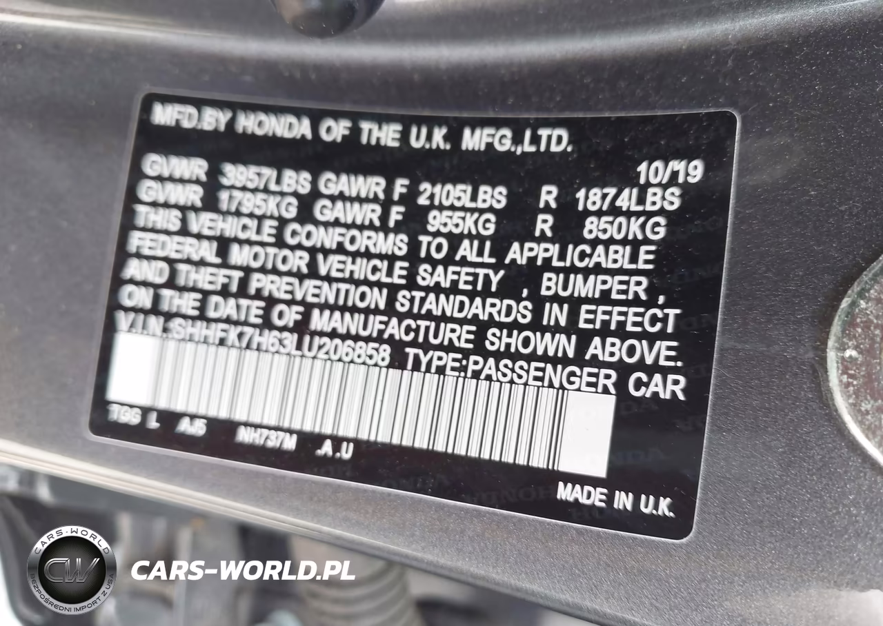 2020 Honda Civic Ex VIN:SHHFK7H63LU206858 - 9