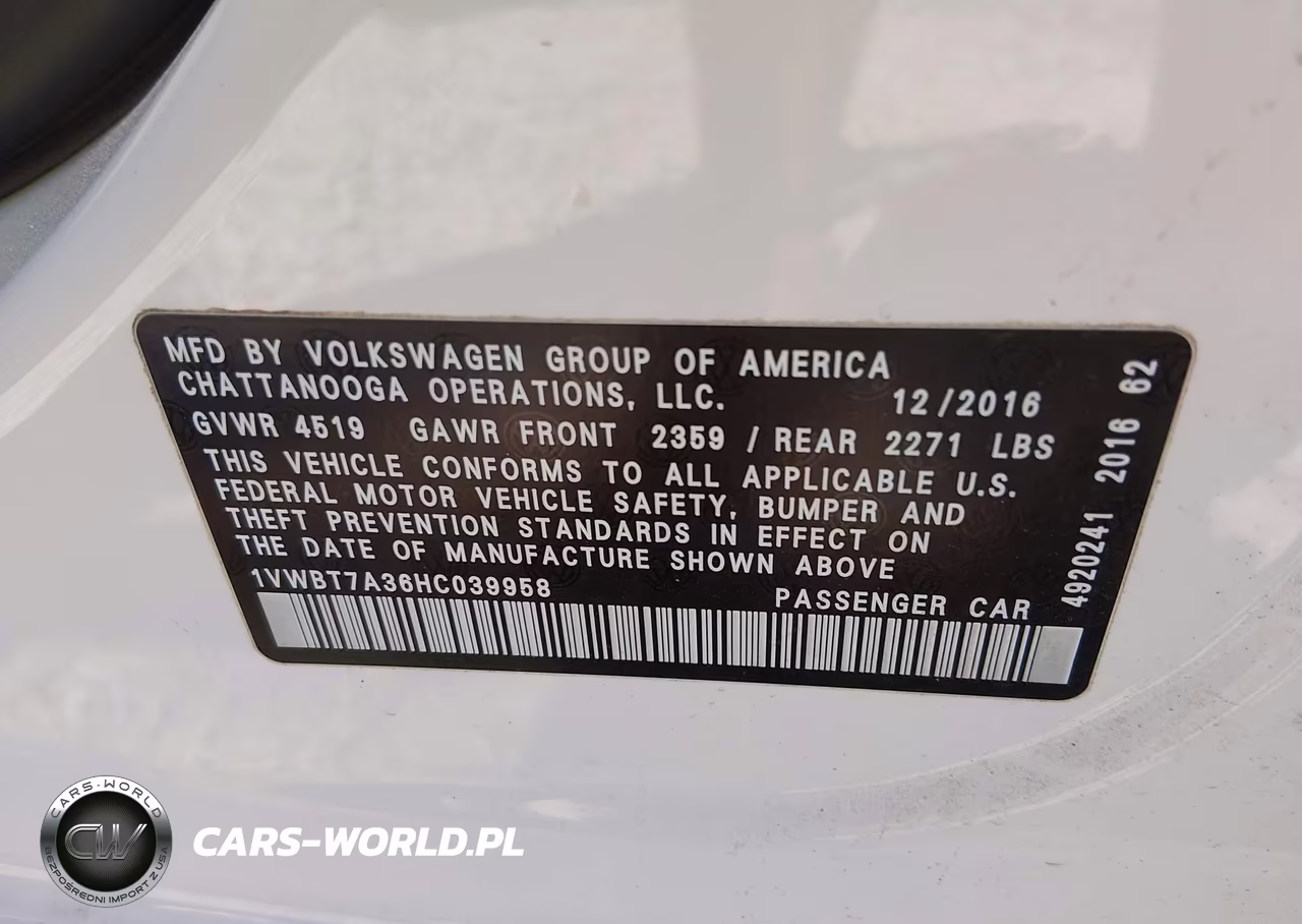 2017 Volkswagen Passat 1.8T Se VIN:1VWBT7A36HC039958 - 9