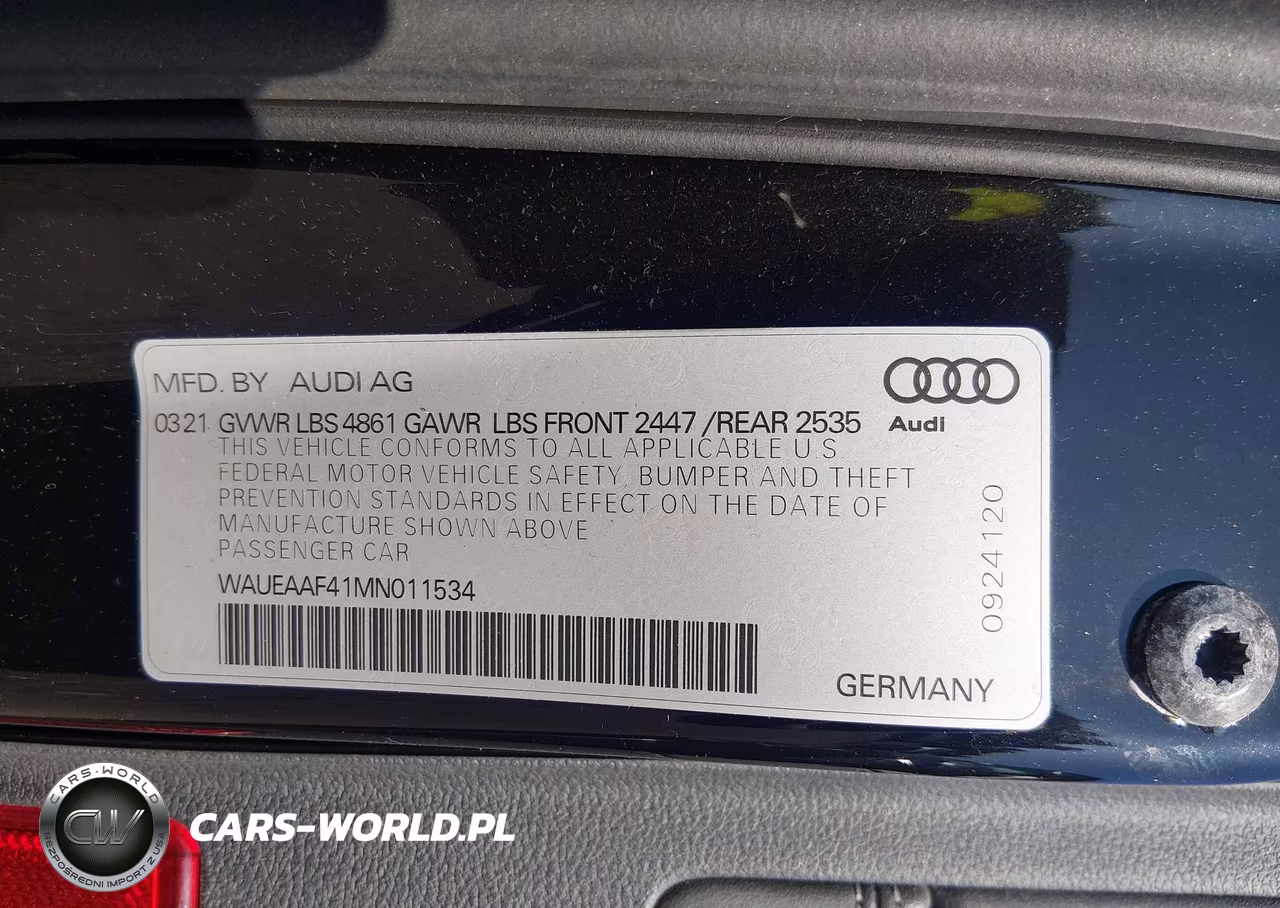2021 Audi A4 Premium Plus 45 Tfsi S Line Quattro S Tronic VIN:WAUEAAF41MN011534 - 9