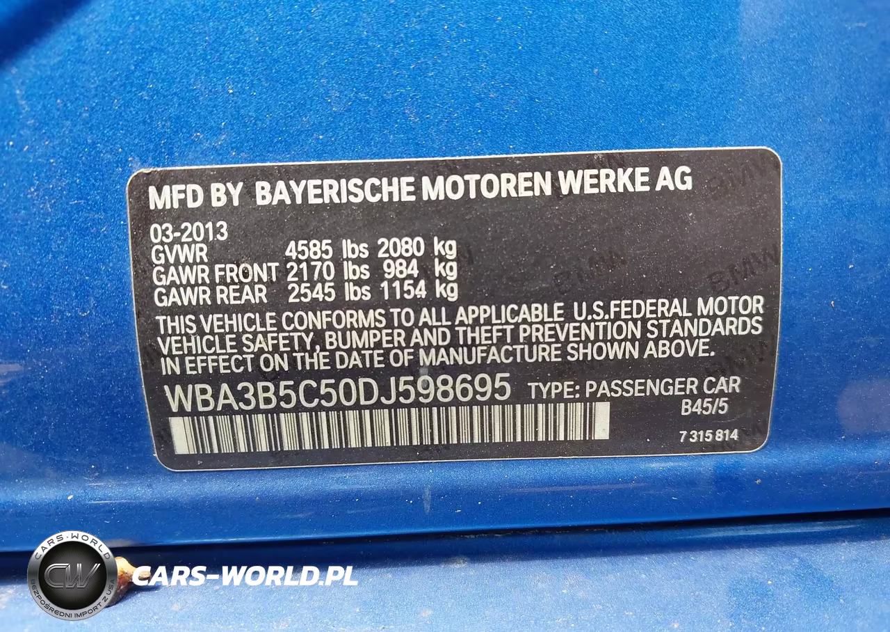 2013 BMW 328I xDrive VIN:WBA3B5C50DJ598695 - 9
