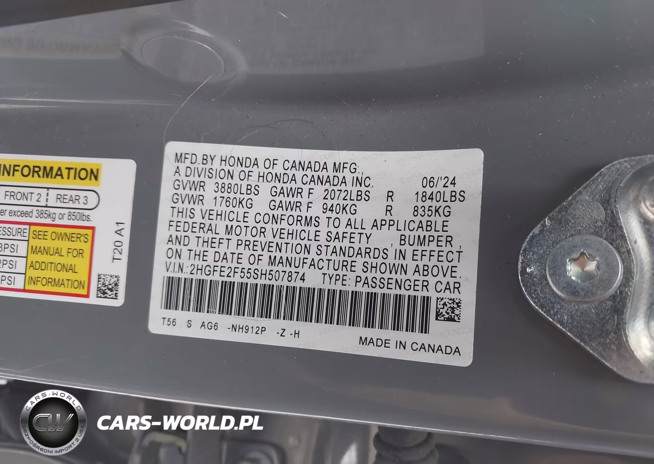 2025 Honda Civic Sport VIN:2HGFE2F55SH507874 - 9
