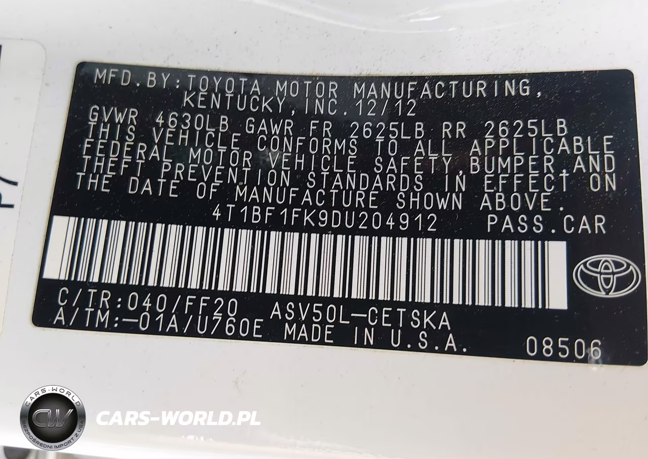 2013 Toyota Camry Se VIN:4T1BF1FK9DU204912 - 9