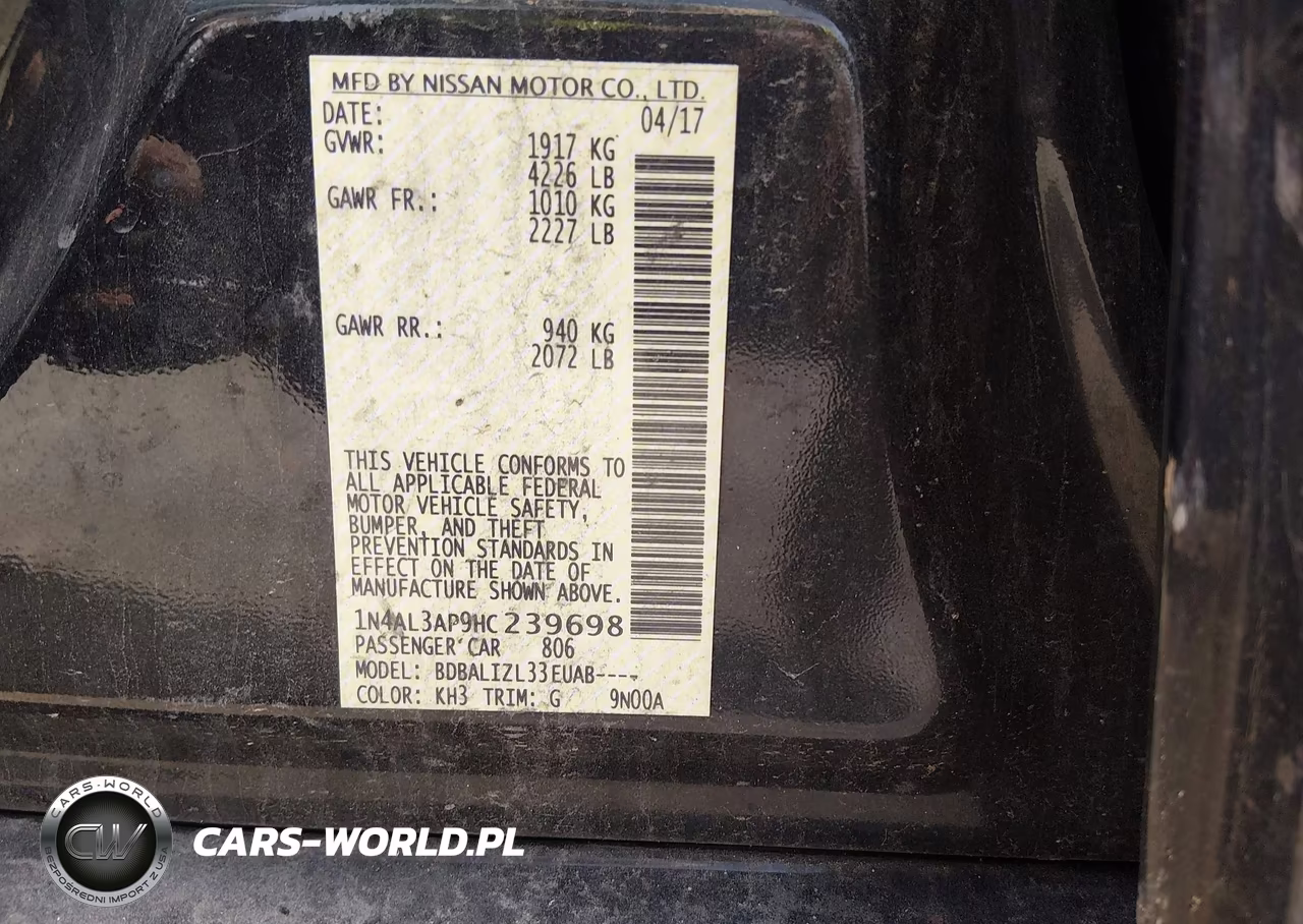 2017 Nissan Altima 2.5 Sv VIN:1N4AL3AP9HC239698 - 9