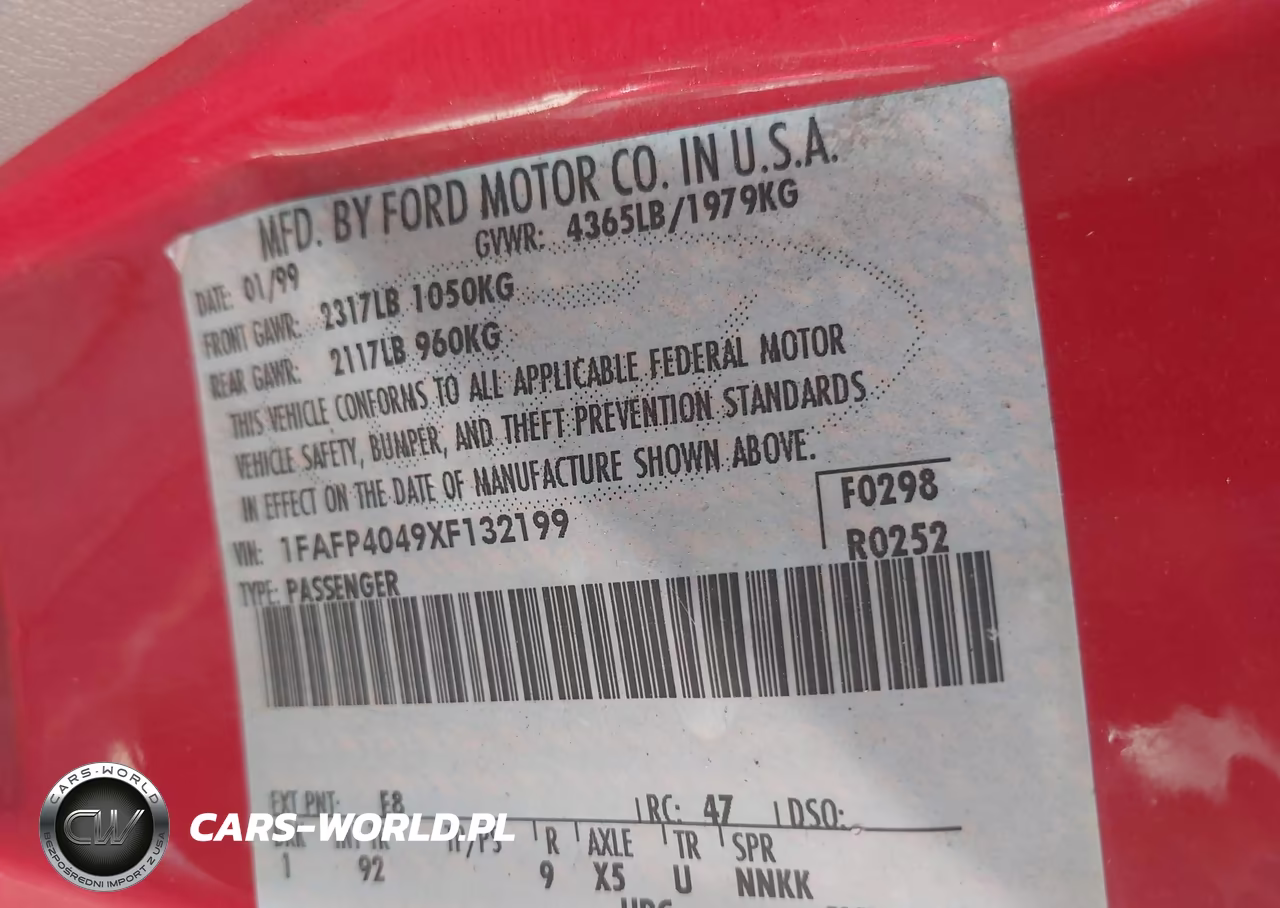 1999 Ford Mustang VIN:1FAFP4049XF132199 - 9
