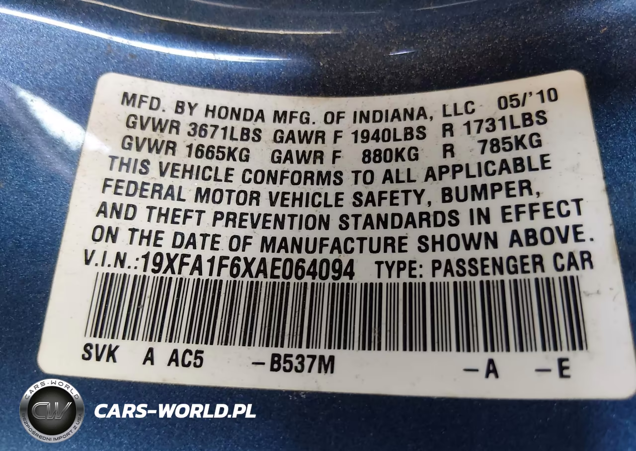 2010 Honda Civic Lx-S VIN:19XFA1F6XAE064094 - 9