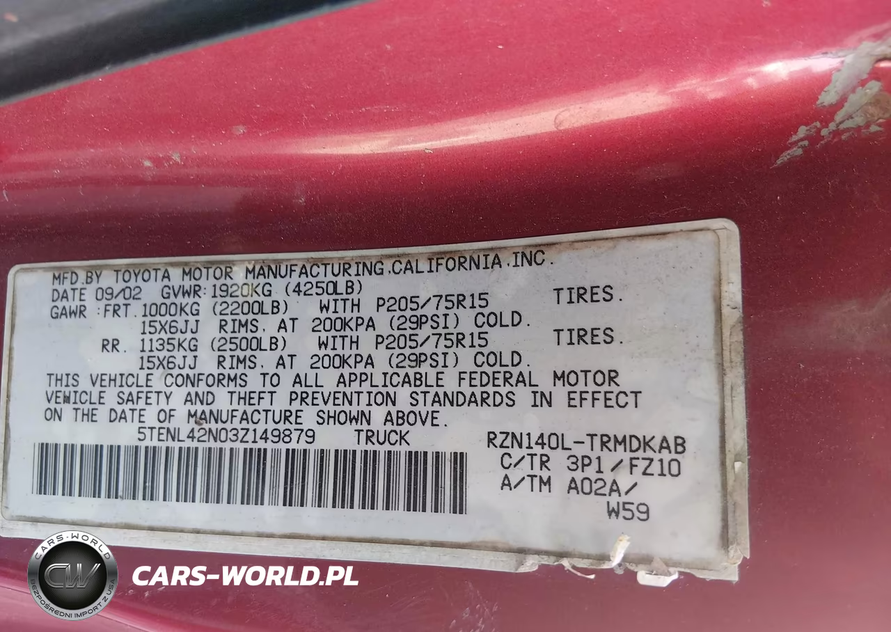 2003 Toyota Tacoma VIN:5TENL42N03Z149879 - 9