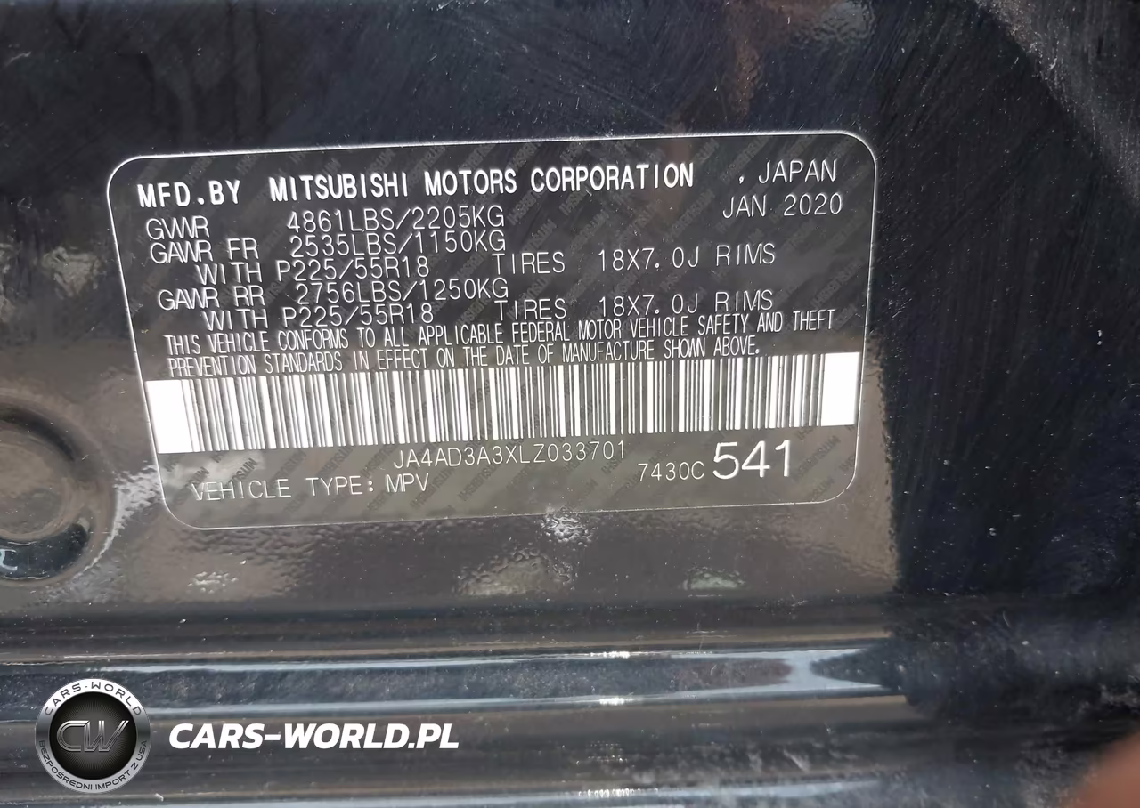 2020 Mitsubishi Outlander VIN:JA4AD3A3XLZ033701 - 9