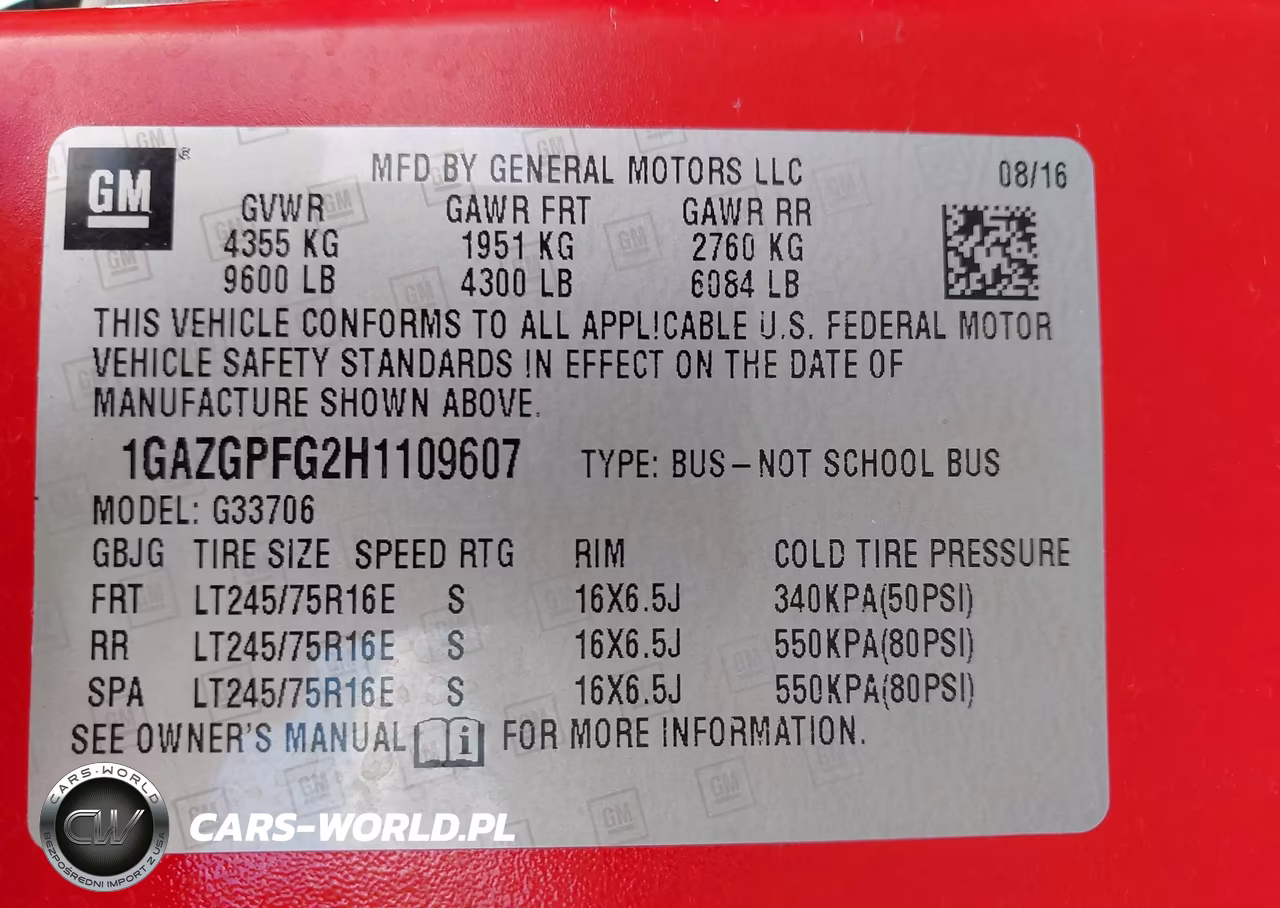 2017 Chevrolet Express 3500 Lt VIN:1GAZGPFG2H1109607 - 9
