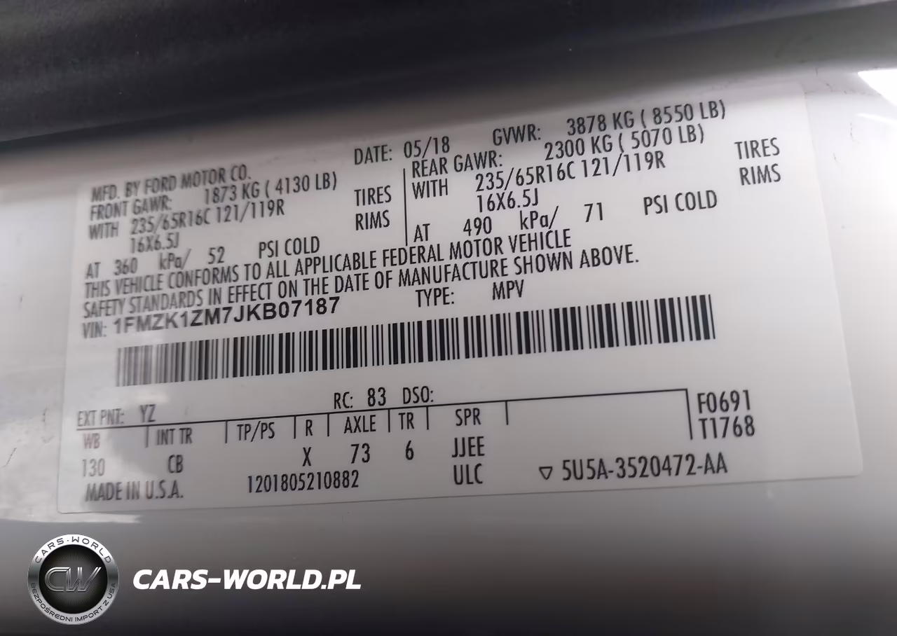 2018 Ford Transit-150 Xl VIN:1FMZK1ZM7JKB07187 - 9