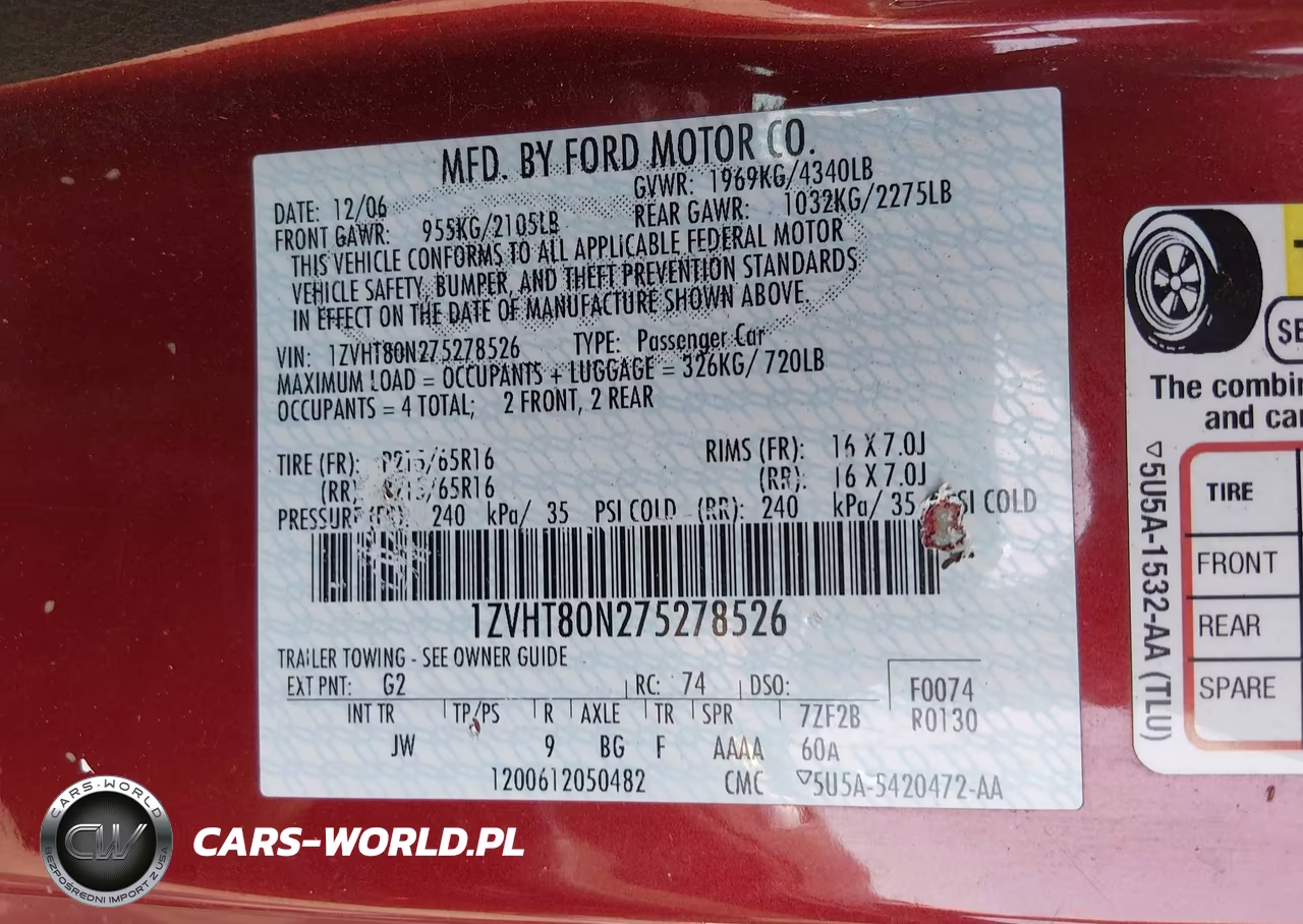 2007 Ford Mustang V6 Deluxe-V6 Premium VIN:1ZVHT80N275278526 - 9