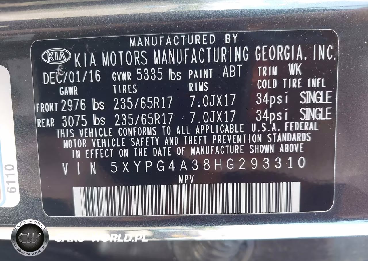 2017 Kia Sorento 2.4L Lx VIN:5XYPG4A38HG293310 - 9