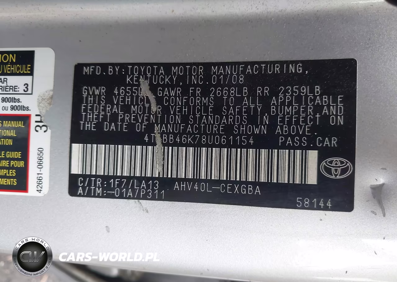 2008 Toyota Camry Hybrid VIN:4T1BB46K78U061154 - 9