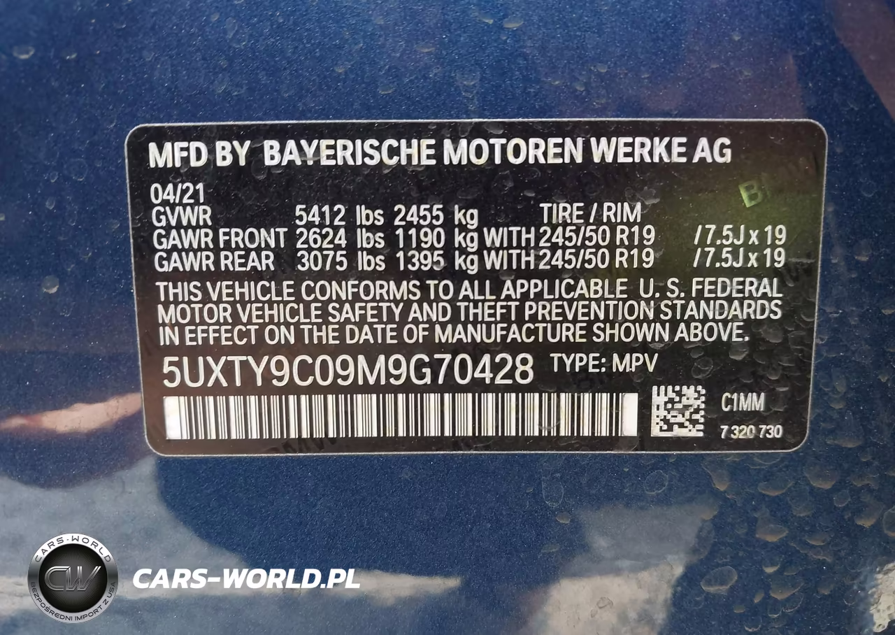 2021 BMW X3 M40I VIN:5UXTY9C09M9G70428 - 9