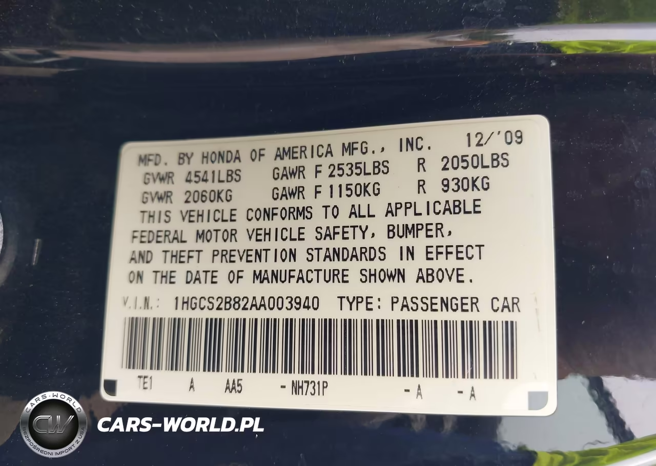 2010 Honda Accord 3.5 Ex-L VIN:1HGCS2B82AA003940 - 9
