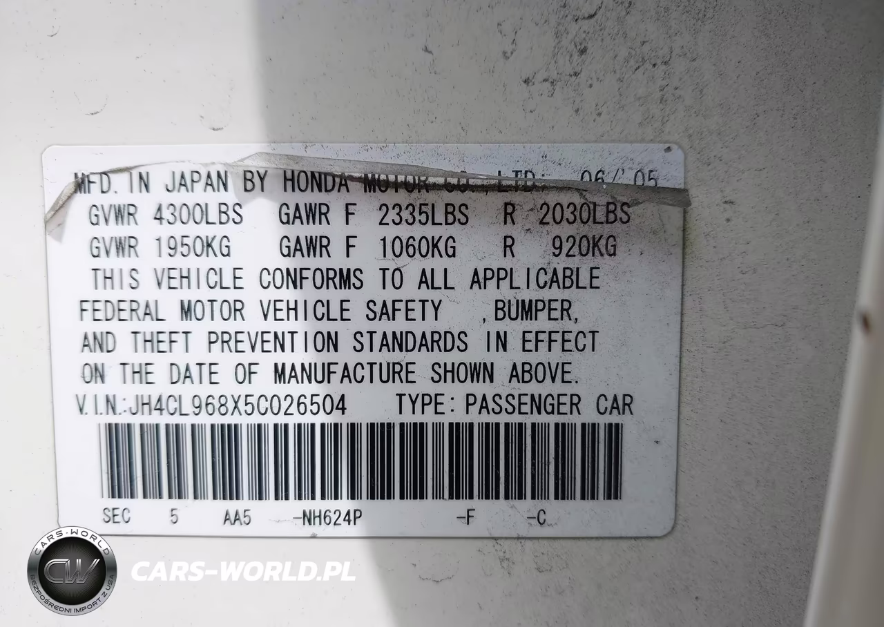 2005 Acura Tsx VIN:JH4CL968X5C026504 - 9