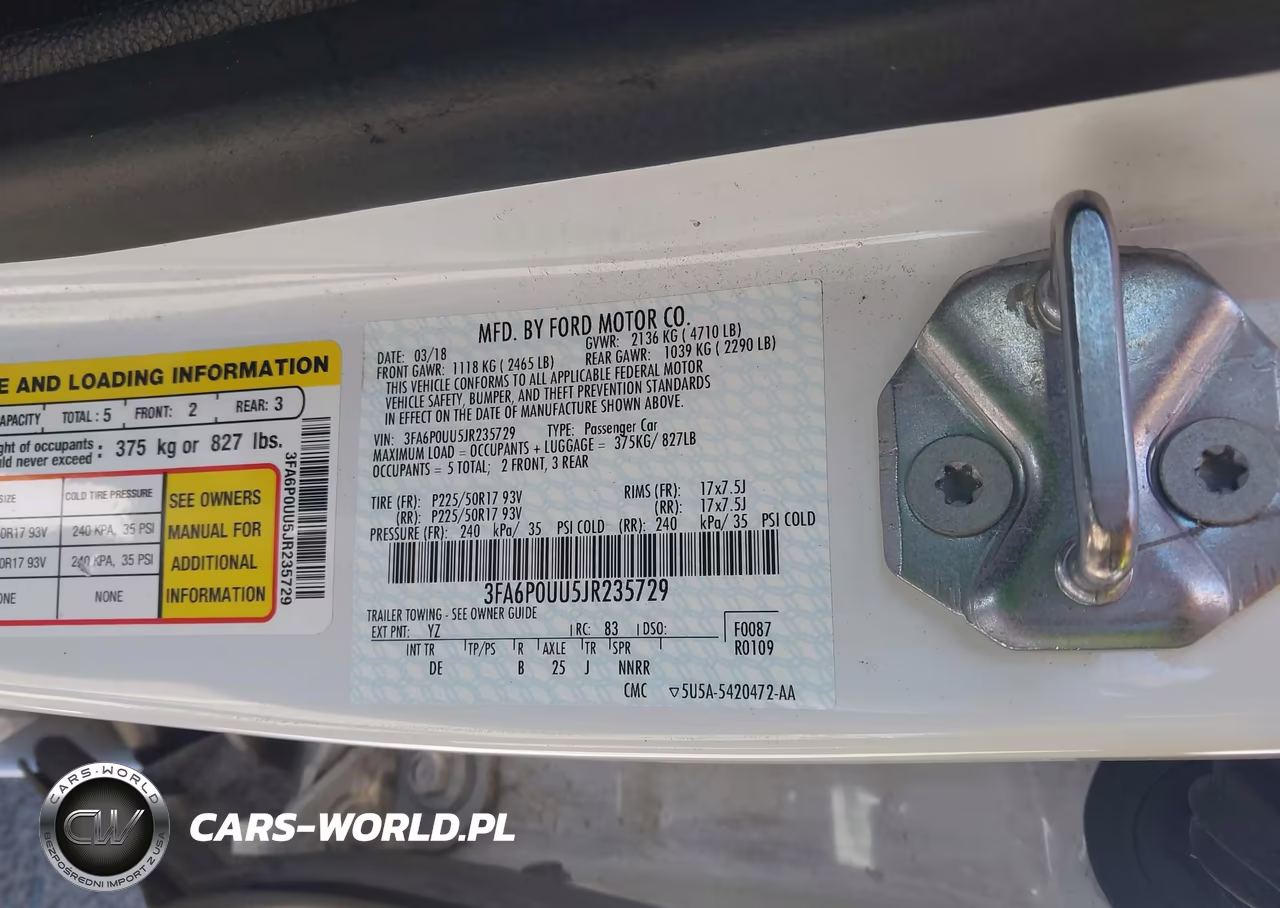 2018 Ford Fusion Hybrid S VIN:3FA6P0UU5JR235729 - 9
