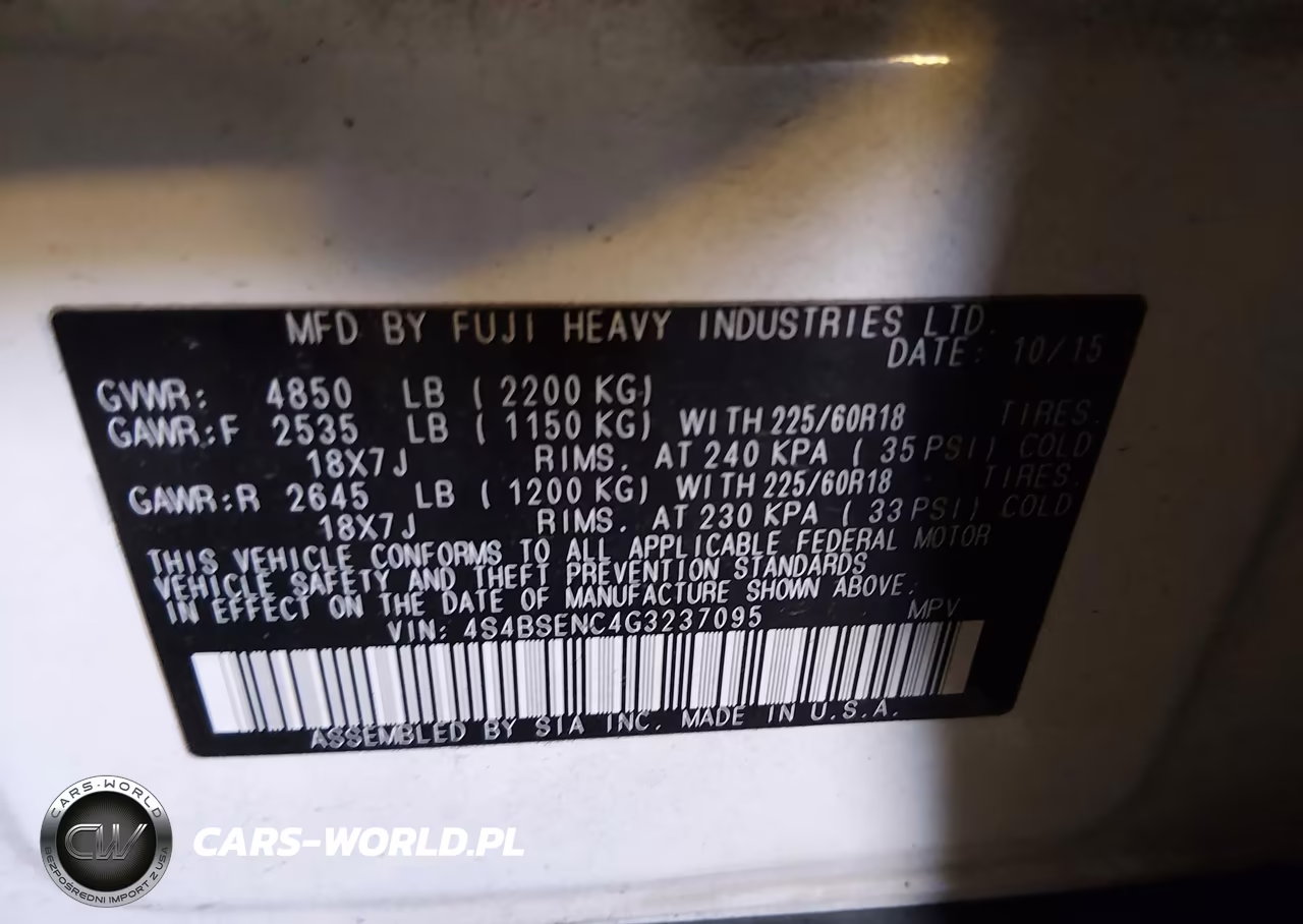 2016 Subaru Outback 3.6R Limited VIN:4S4BSENC4G3237095 - 9