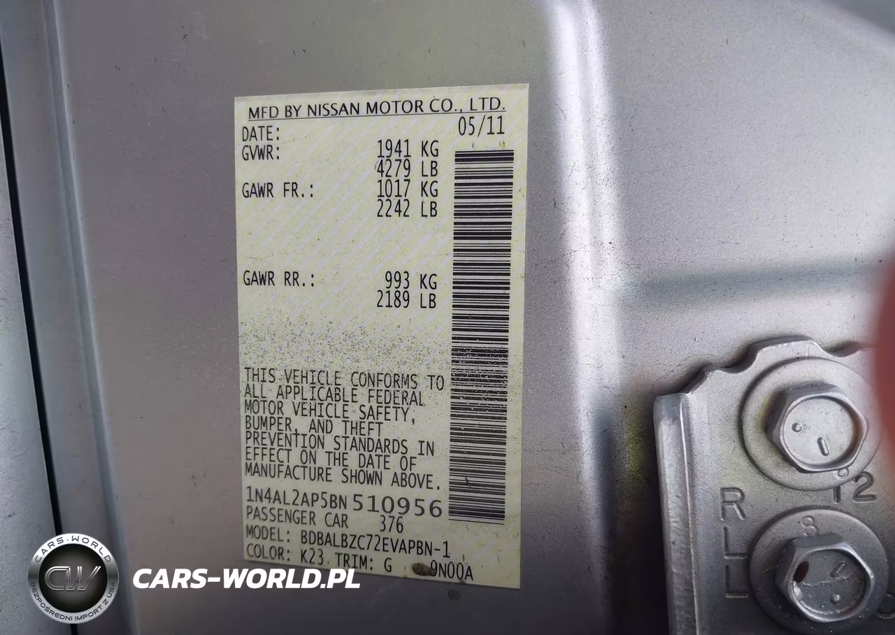 2011 Nissan Altima 2.5 S VIN:1N4AL2AP5BN510956 - 9
