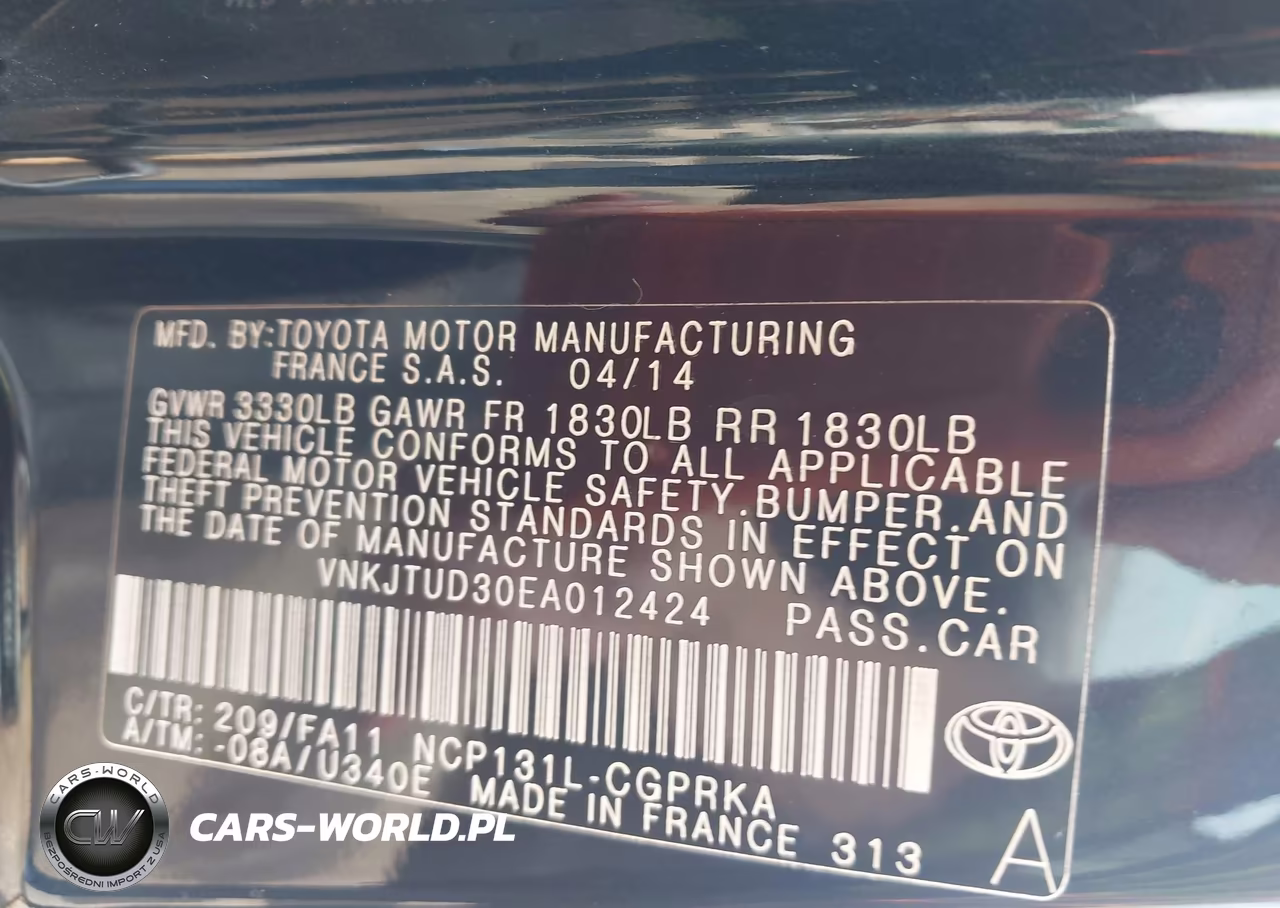 2014 Toyota Yaris L (Tmmf Plant) VIN:VNKJTUD30EA012424 - 9