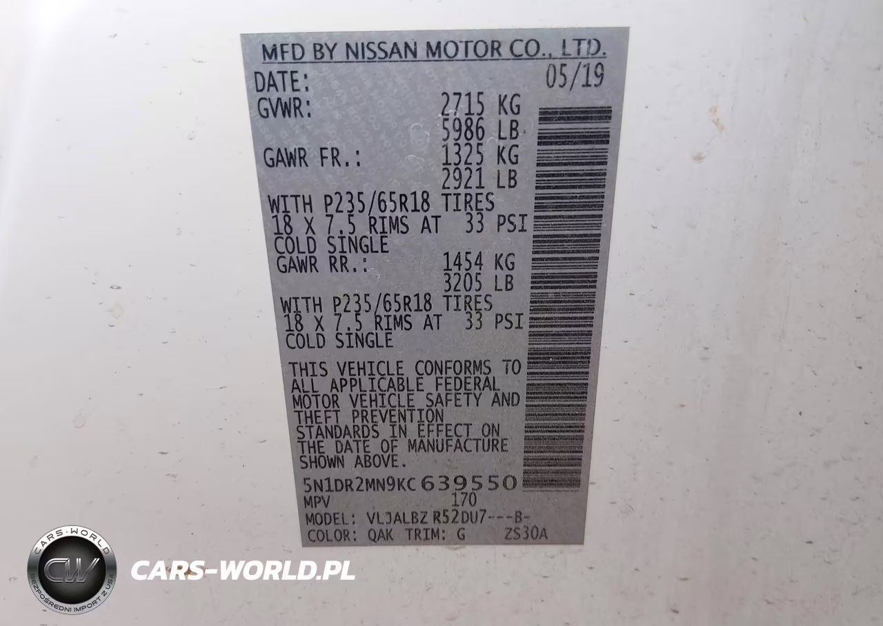 2019 Nissan Pathfinder S VIN:5N1DR2MN9KC639550 - 9