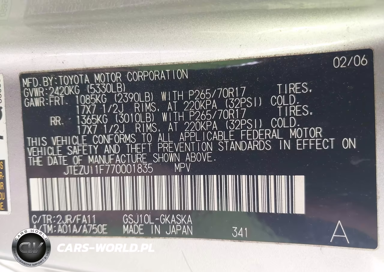 2007 Toyota Fj Cruiser VIN:JTEZU11F770001835 - 9