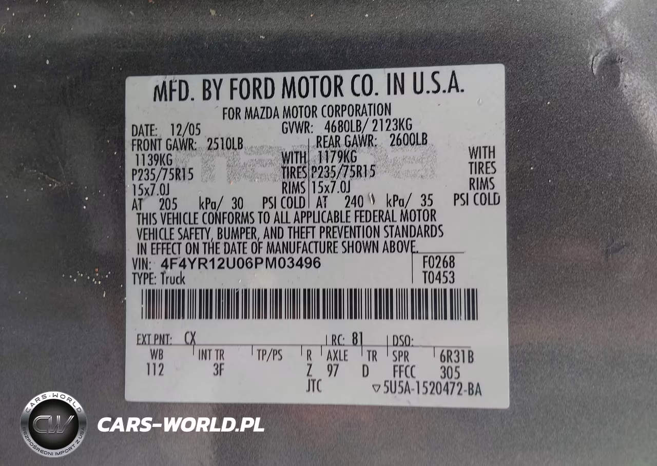 2006 Mazda B3000 Ds VIN:4F4YR12U06PM03496 - 9