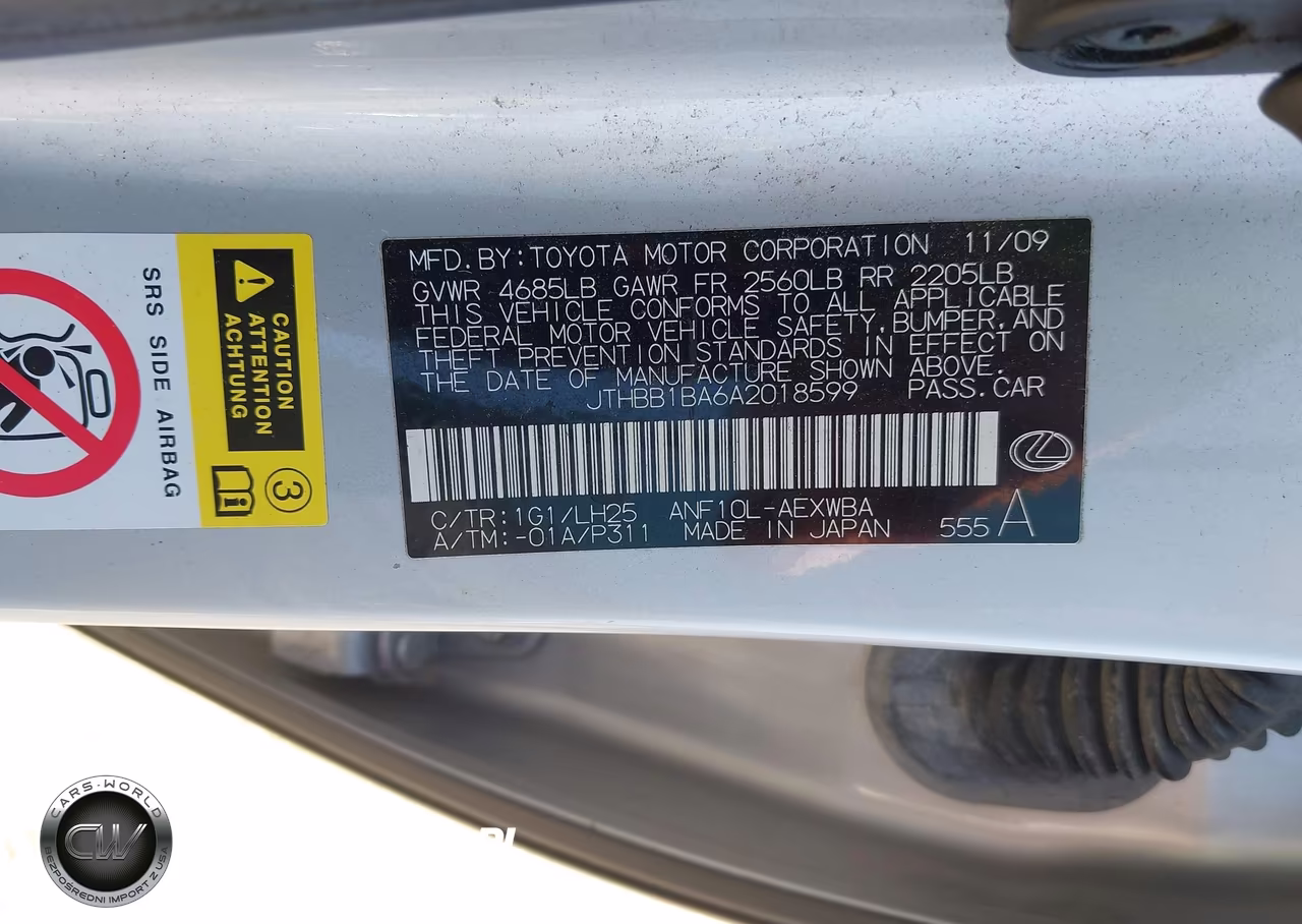 2010 Lexus Hs 250H Premium VIN:JTHBB1BA6A2018599 - 9