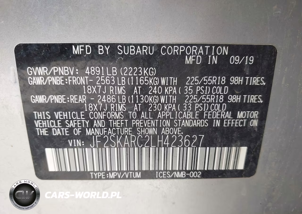 2020 Subaru Forester Sport VIN:JF2SKARC2LH423627 - 9