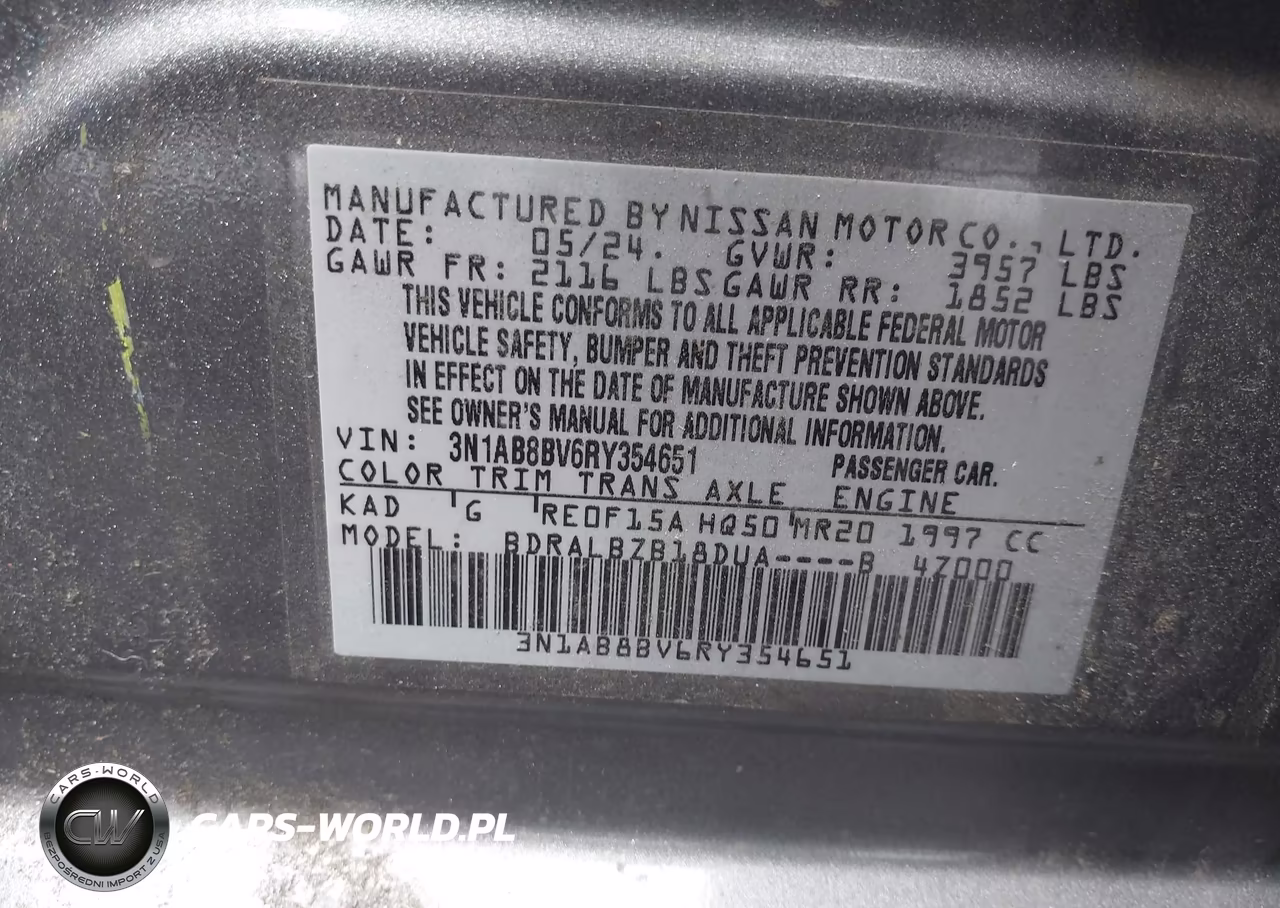 2024 Nissan Sentra S Xtronic Cvt VIN:3N1AB8BV6RY354651 - 9