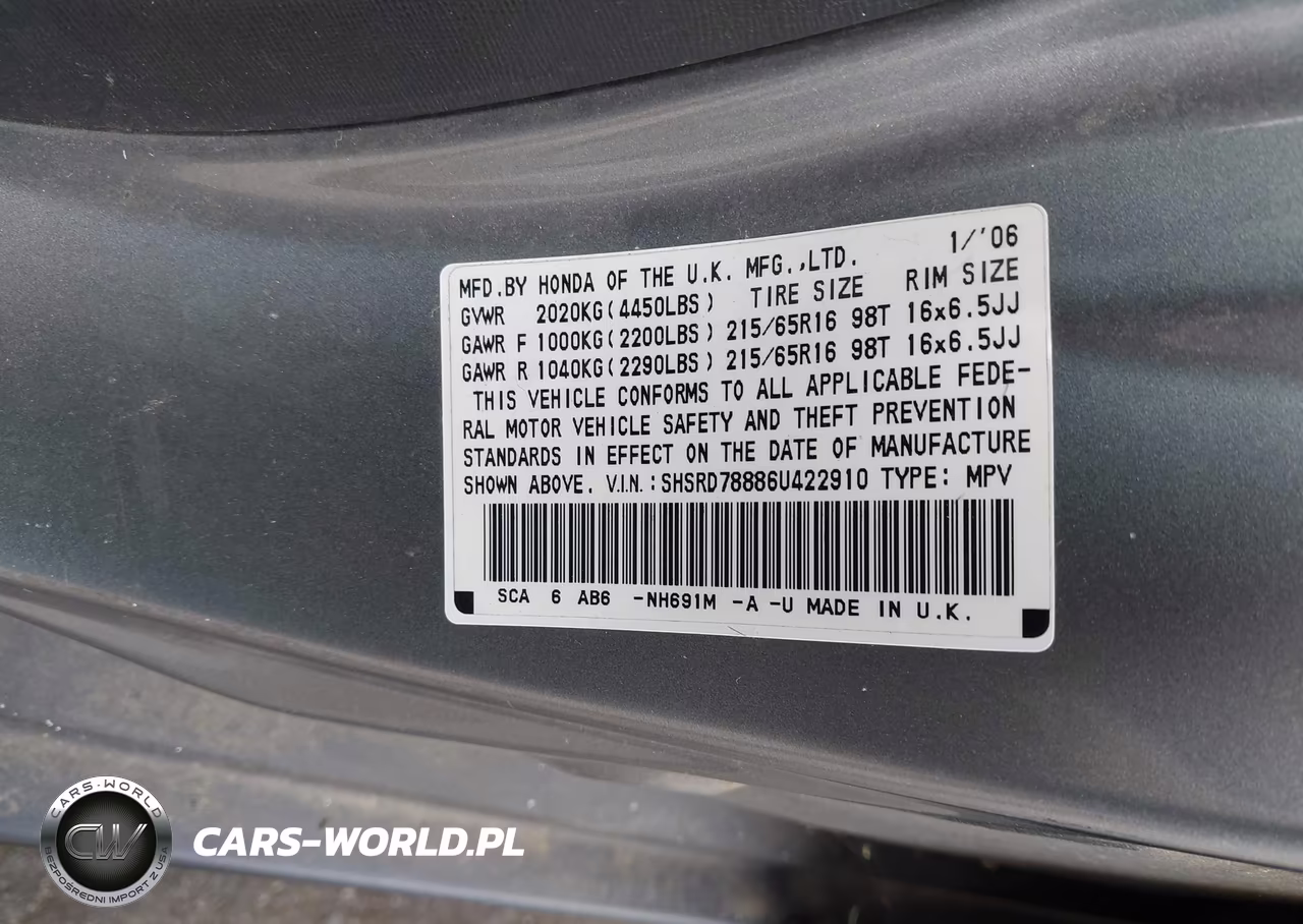 2006 Honda Cr-V Ex VIN:SHSRD78886U422910 - 9