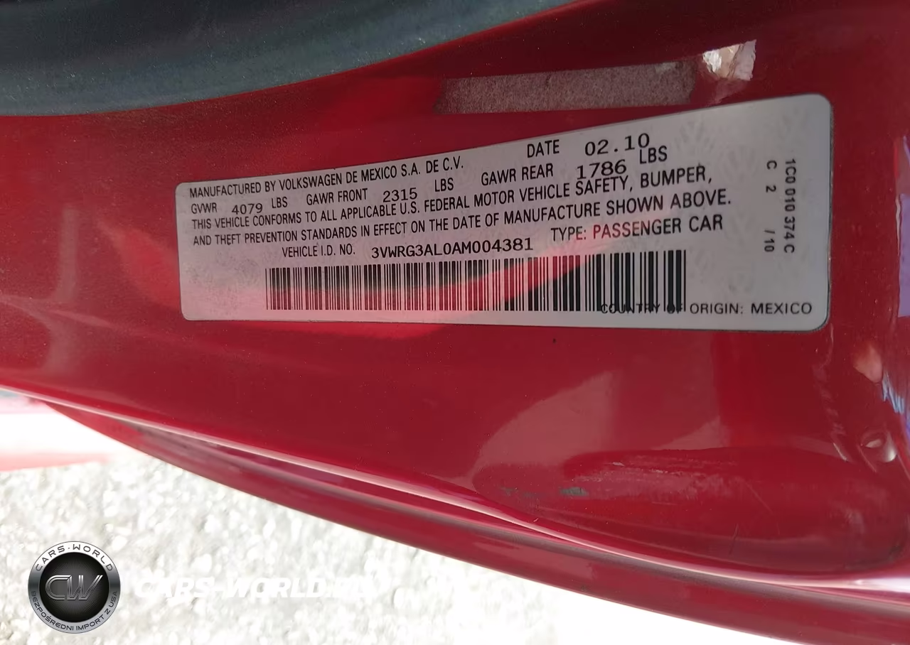 2010 Volkswagen New Beetle 2.5L VIN:3VWRG3AL0AM004381 - 9