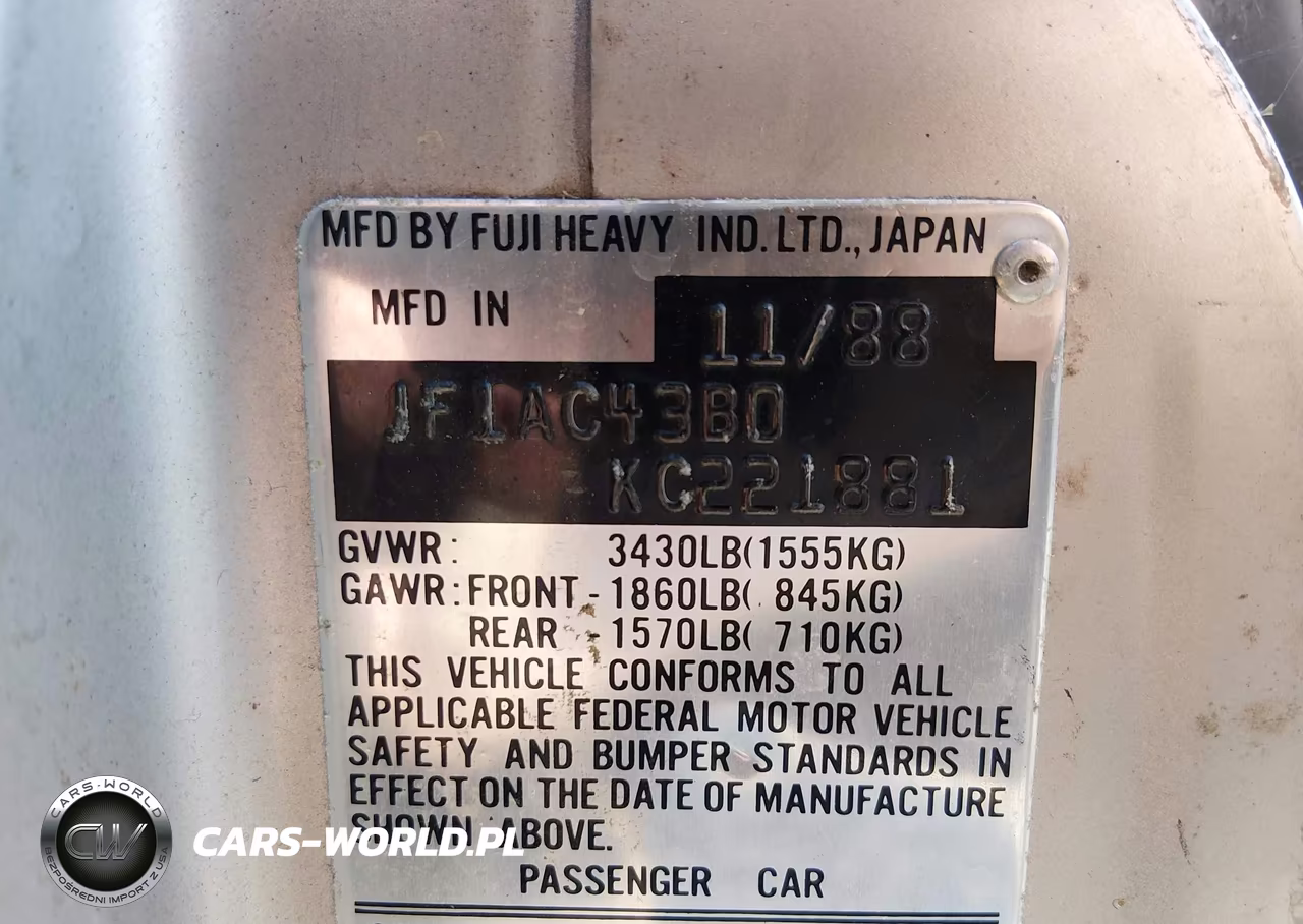 1989 Subaru Gl VIN:JF1AC43B0KC221881 - 9