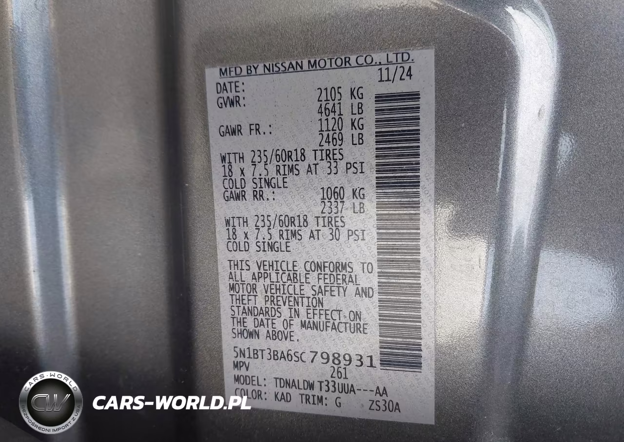 2025 Nissan Rogue Sv Fwd VIN:5N1BT3BA6SC798931 - 9