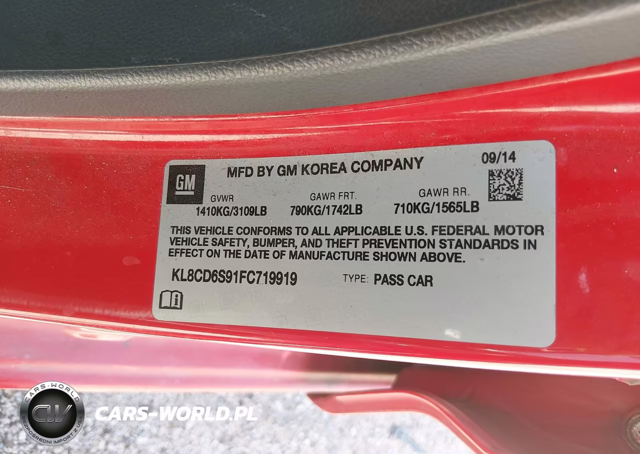 2015 Chevrolet Spark 1Lt Cvt VIN:KL8CD6S91FC719919 - 9