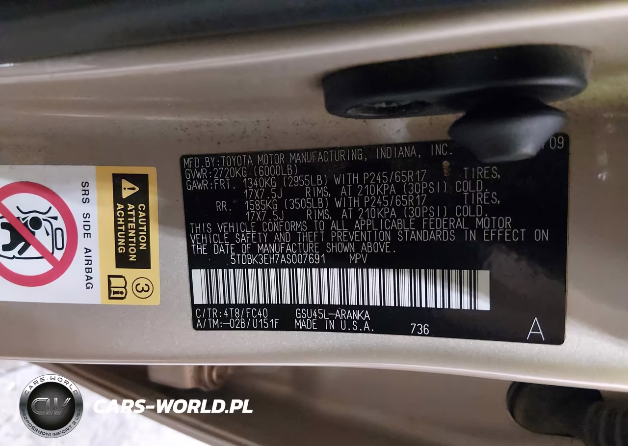 2010 Toyota Highlander Base V6 VIN:5TDBK3EH7AS007691 - 9