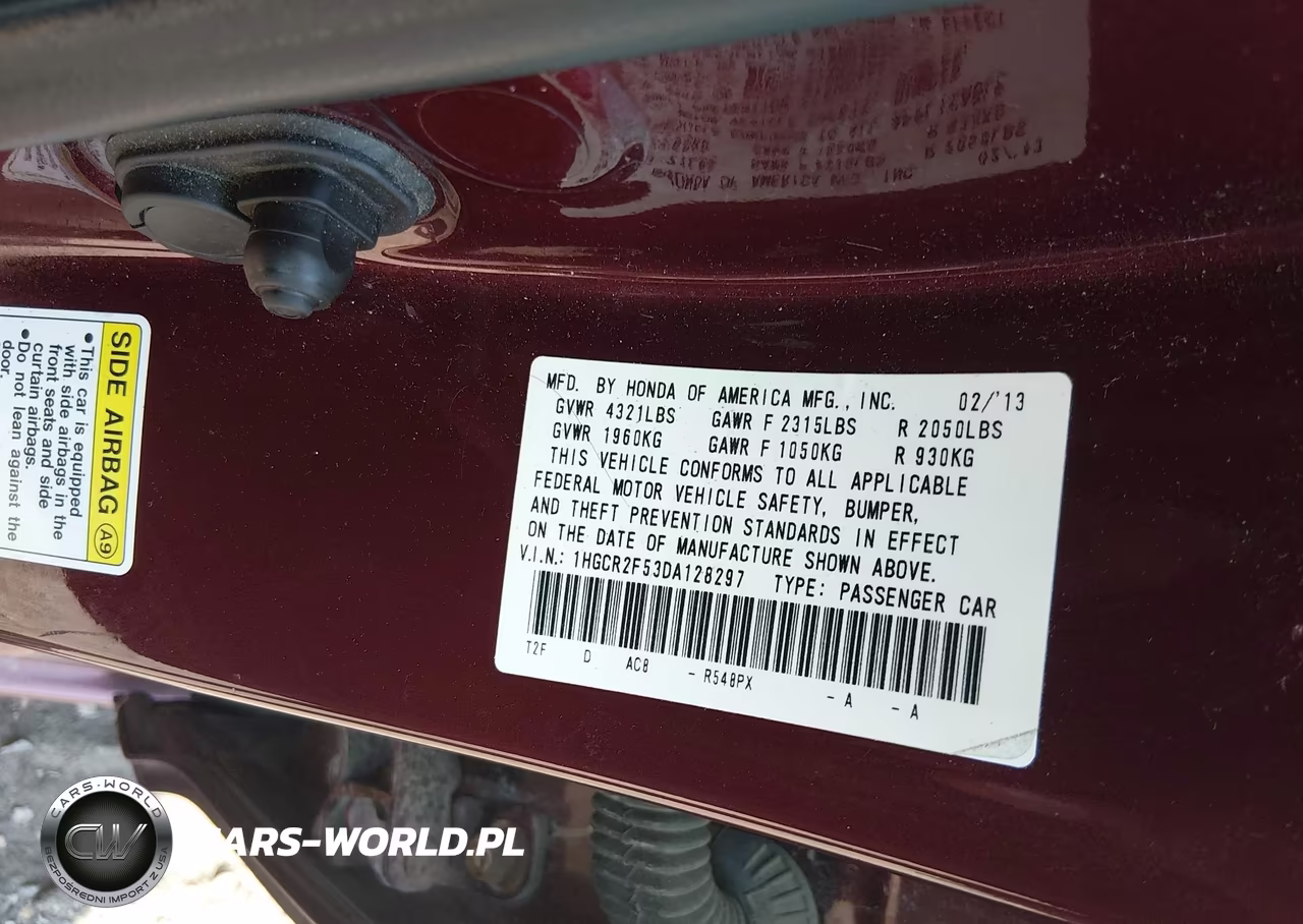 2013 Honda Accord Sport VIN:1HGCR2F53DA128297 - 9