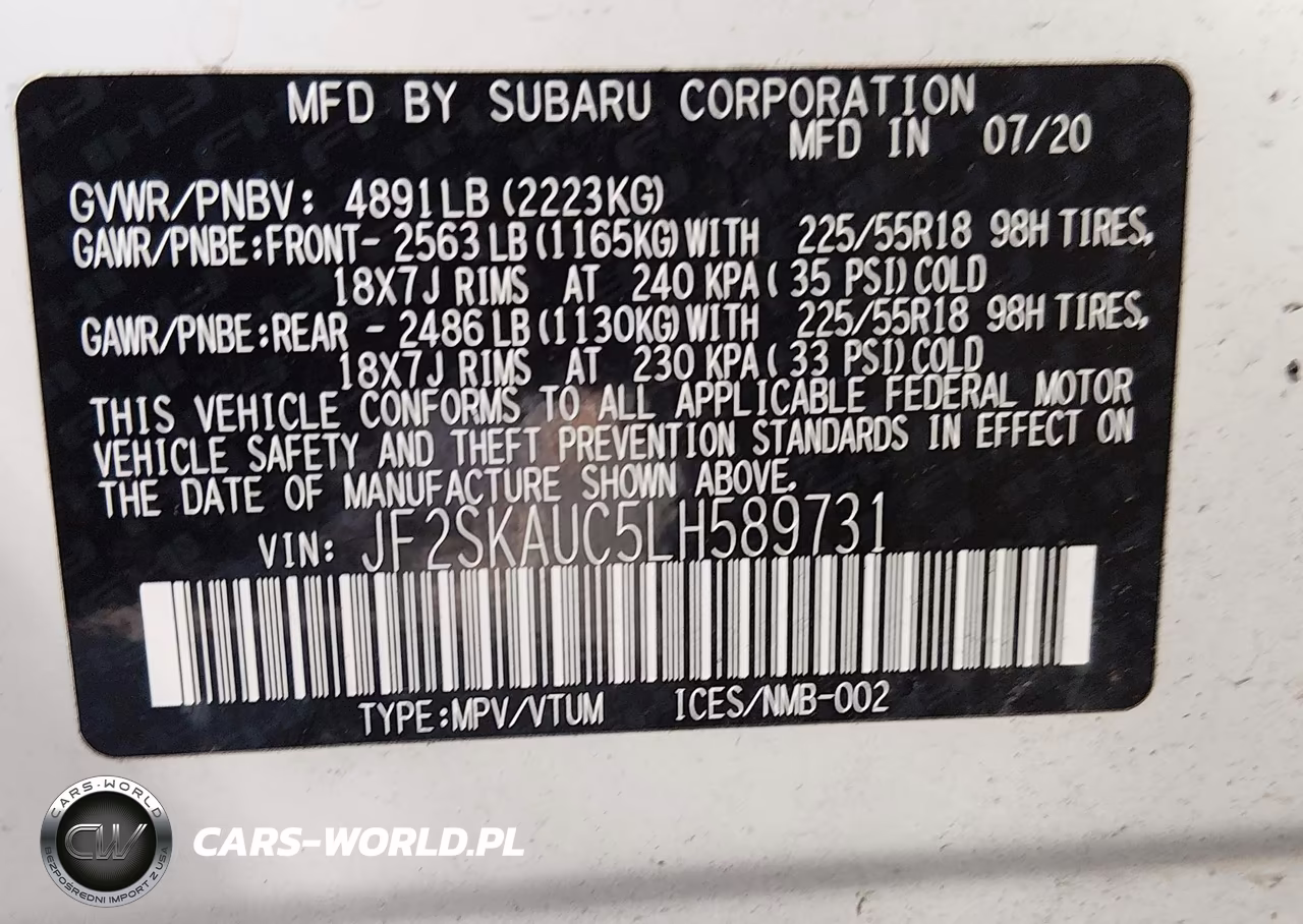 2020 Subaru Forester Limited VIN:JF2SKAUC5LH589731 - 9