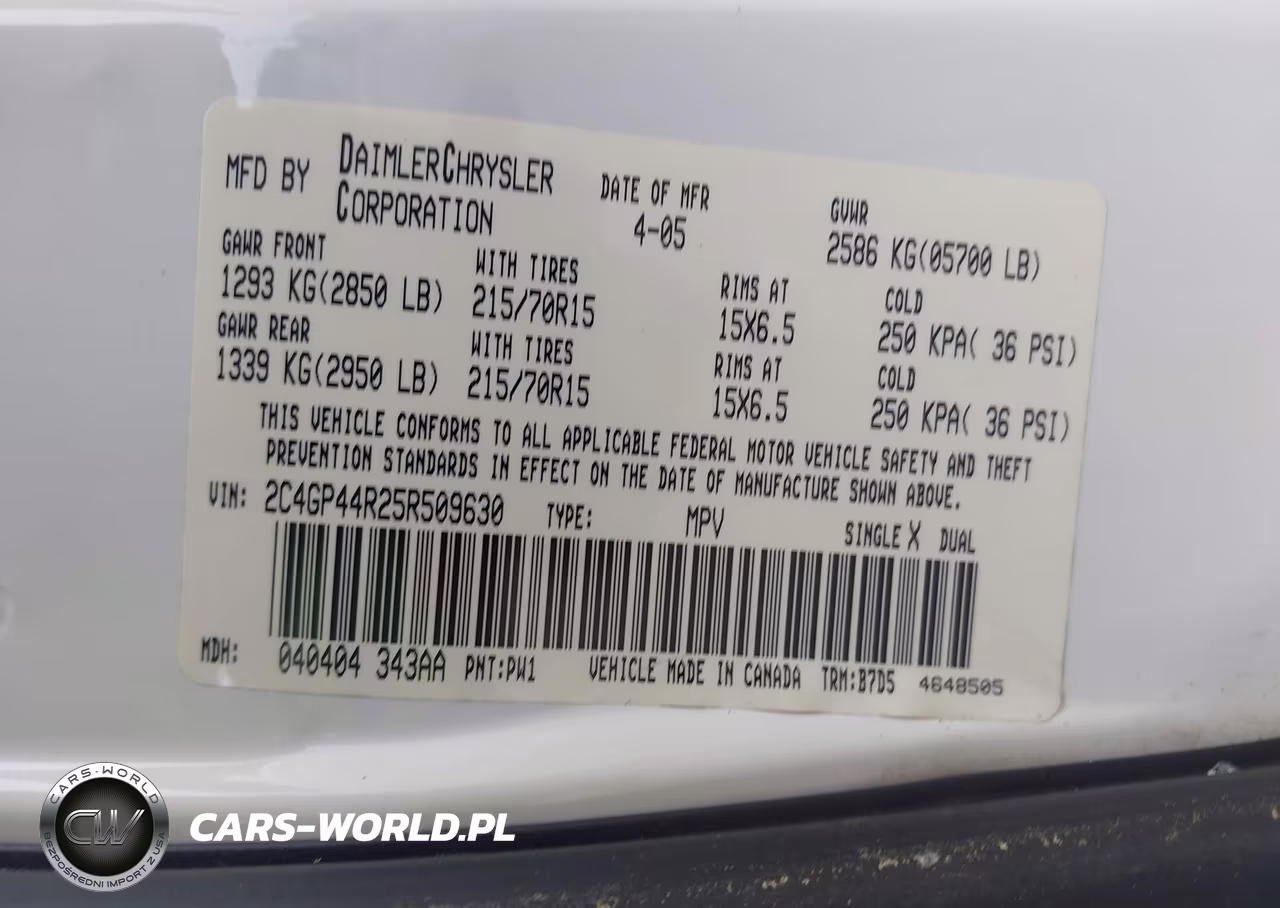 2005 Chrysler Town & Country Lx VIN:2C4GP44R25R509630 - 9
