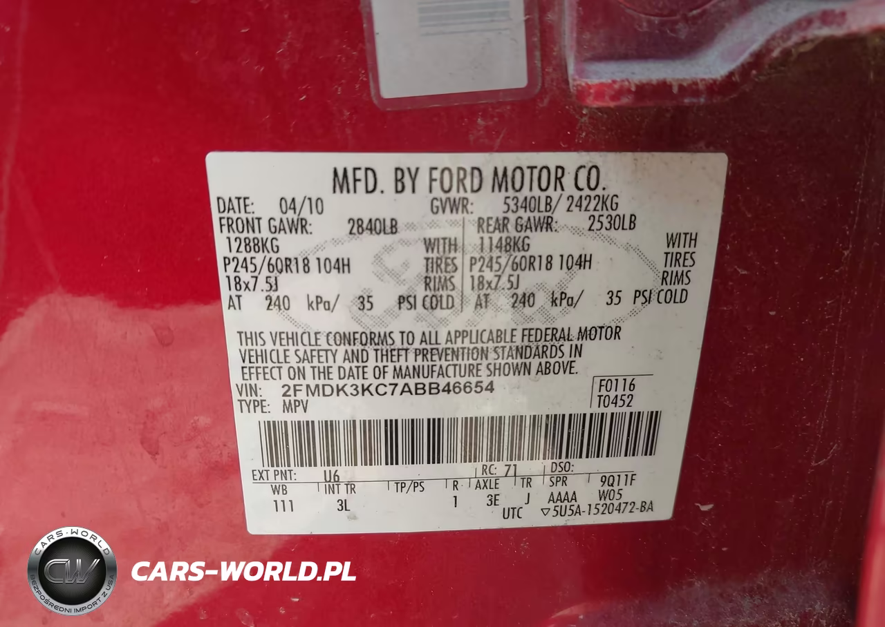 2010 Ford Edge Limited VIN:2FMDK3KC7ABB46654 - 9