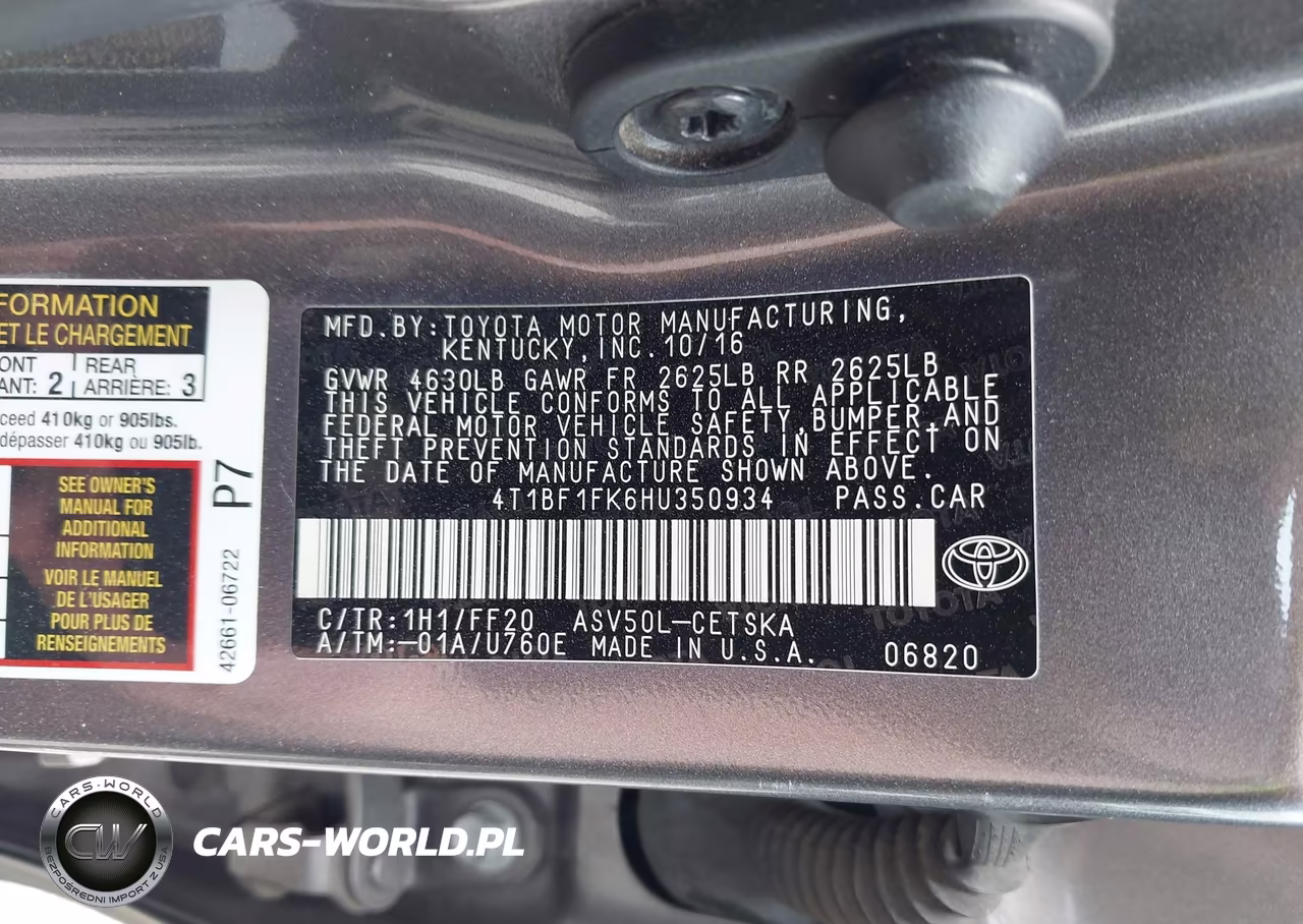 2017 Toyota Camry Se VIN:4T1BF1FK6HU350934 - 9
