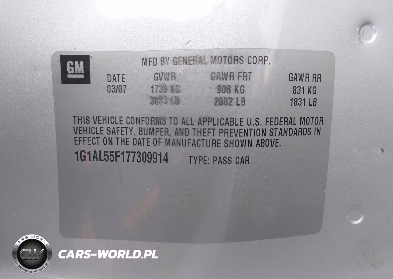 2007 Chevrolet Cobalt Lt VIN:1G1AL55F177309914 - 9