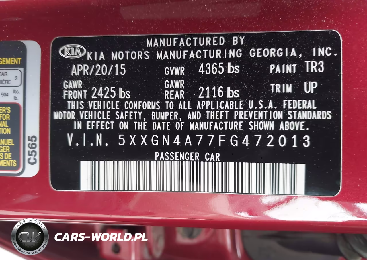 2015 Kia Optima Ex VIN:5XXGN4A77FG472013 - 9