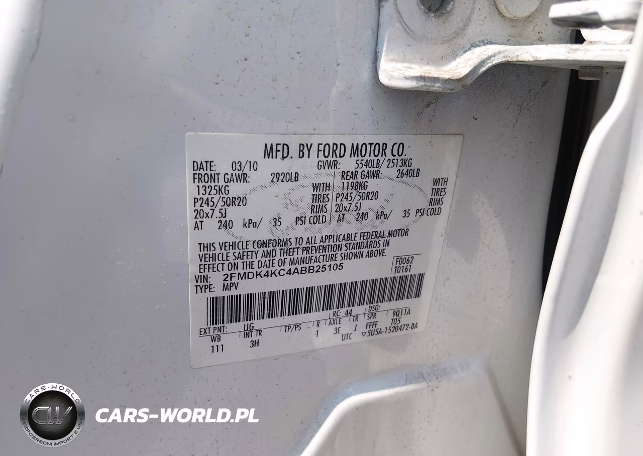 2010 Ford Edge Limited VIN:2FMDK4KC4ABB25105 - 9