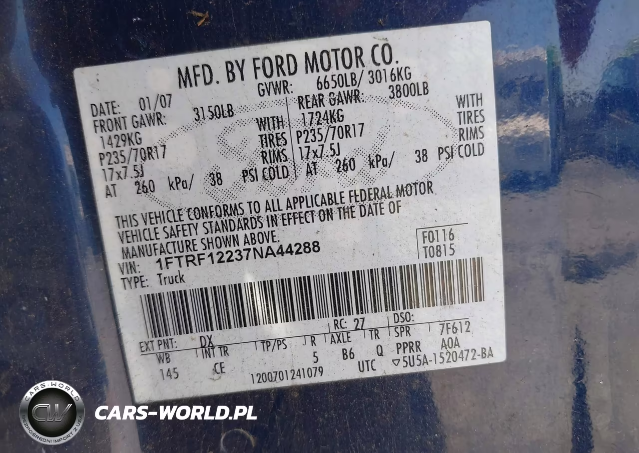 2007 Ford F-150 Stx-Xl-Xlt VIN:1FTRF12237NA44288 - 9
